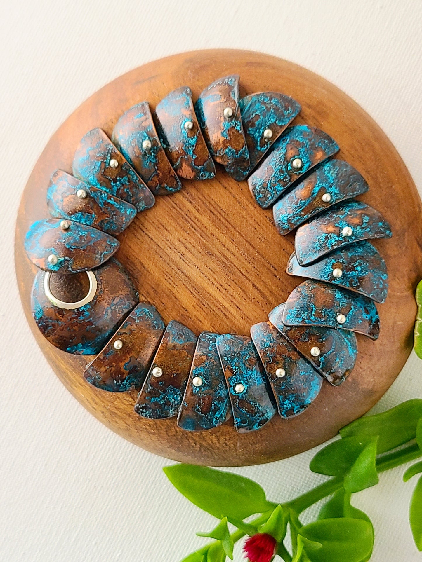 Copper Verdigris Cascade Bracelet-8"