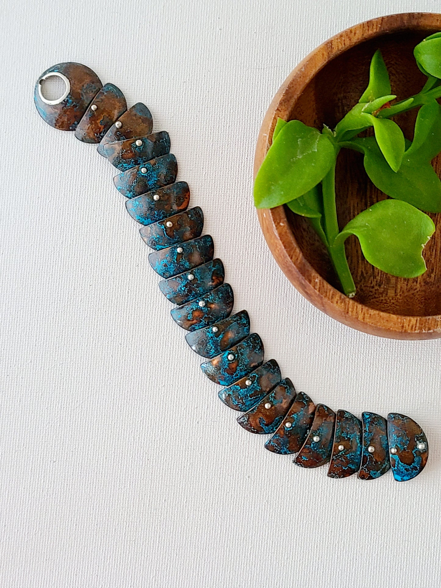 Copper Verdigris Cascade Bracelet-8"