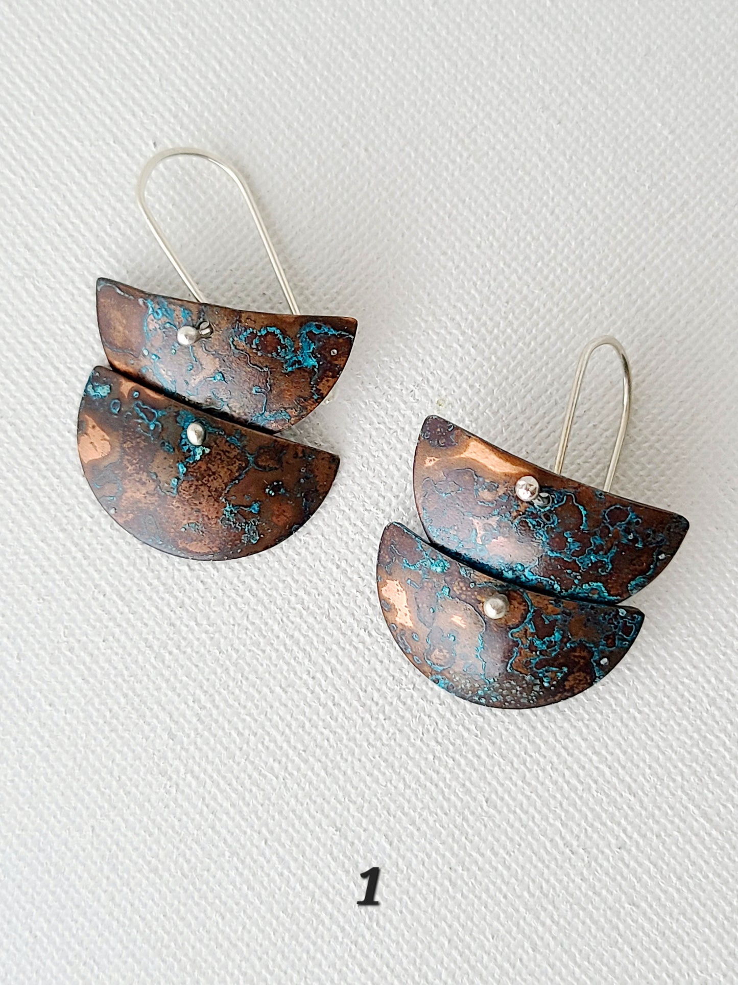 Copper Verdigris Cascade Earrings-2 Tier