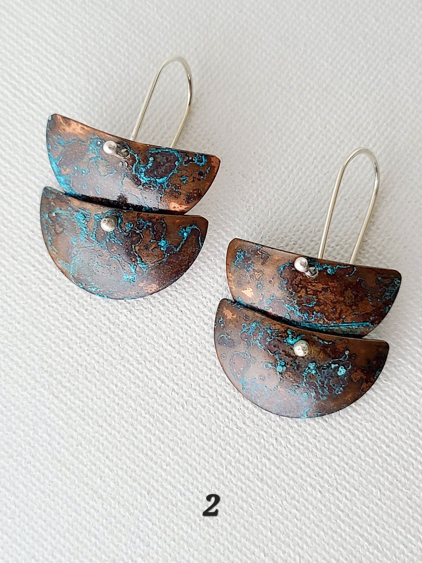 Copper Verdigris Cascade Earrings-2 Tier