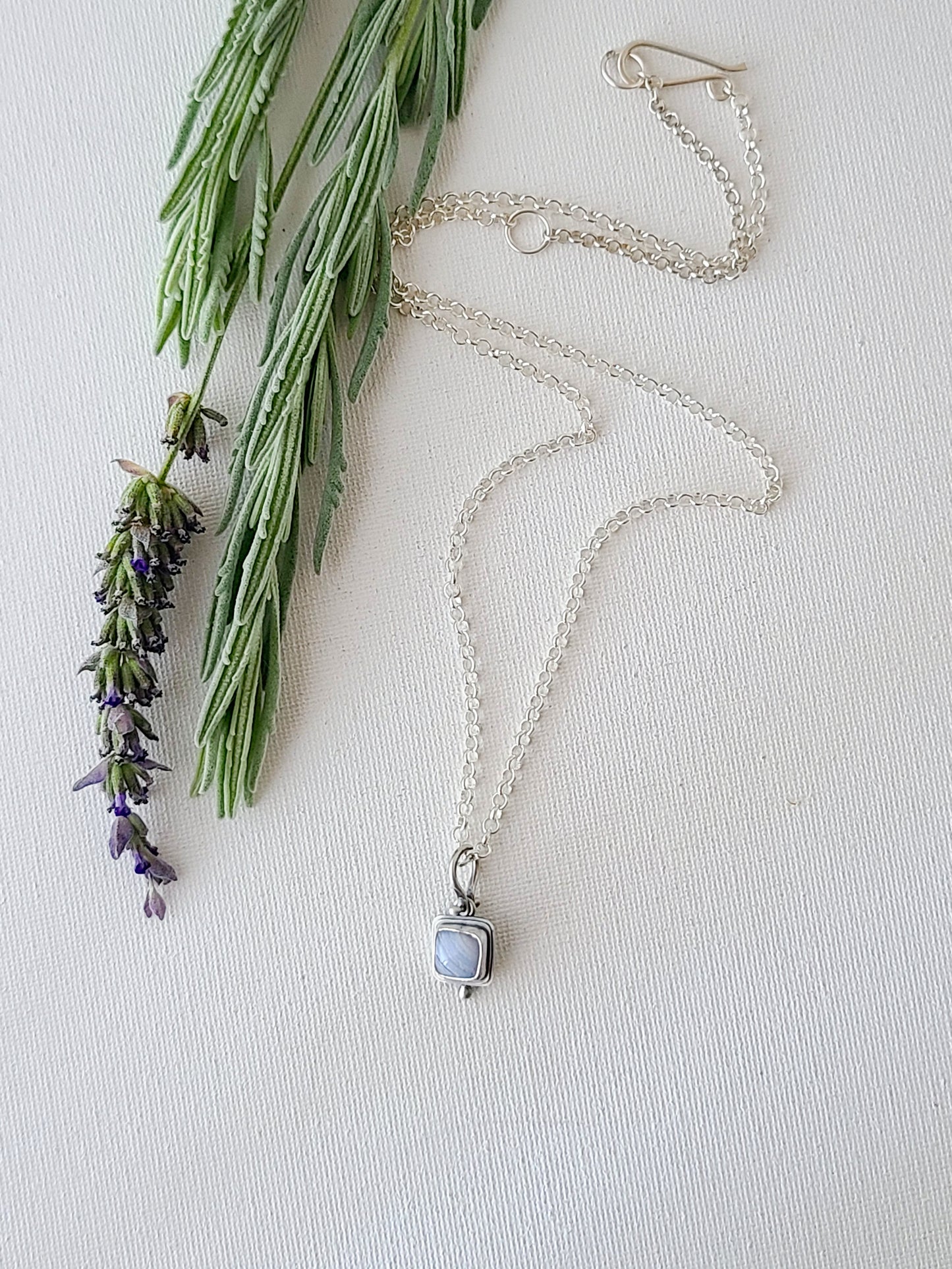 Blue Mist: Single Drop Agate Necklace