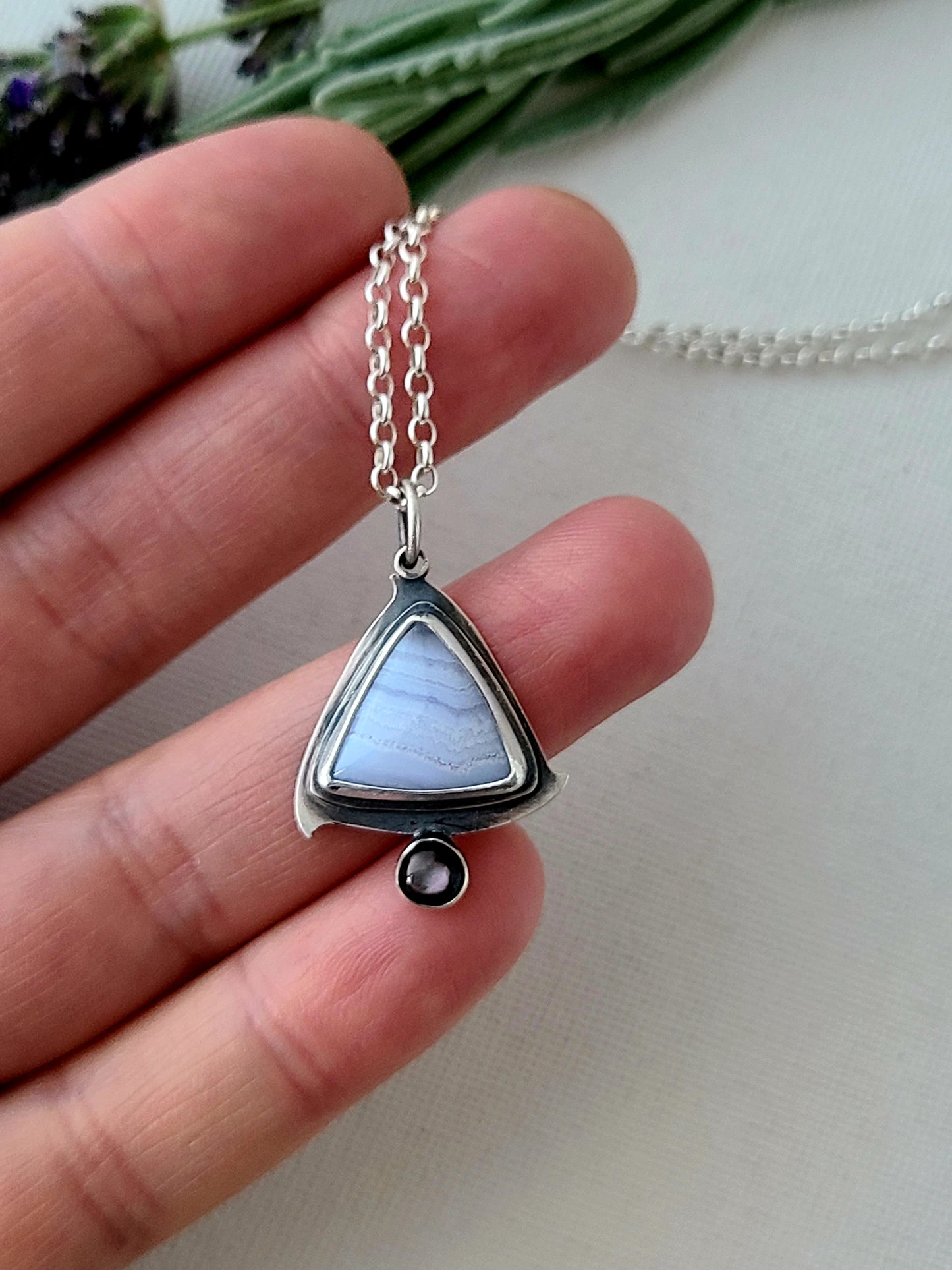 Blue Mist: Triangle Agate Necklace