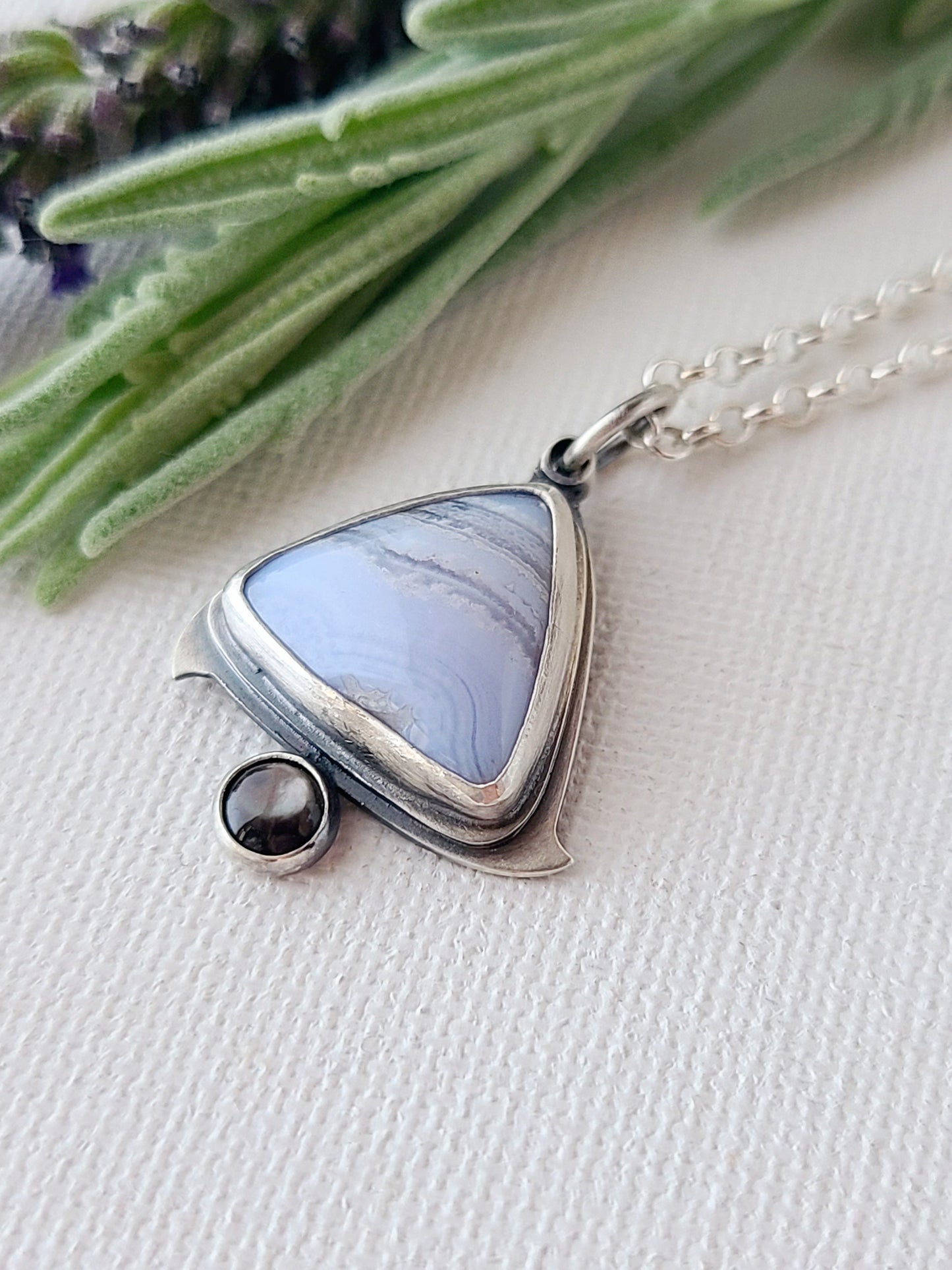 Blue Mist: Triangle Agate Necklace