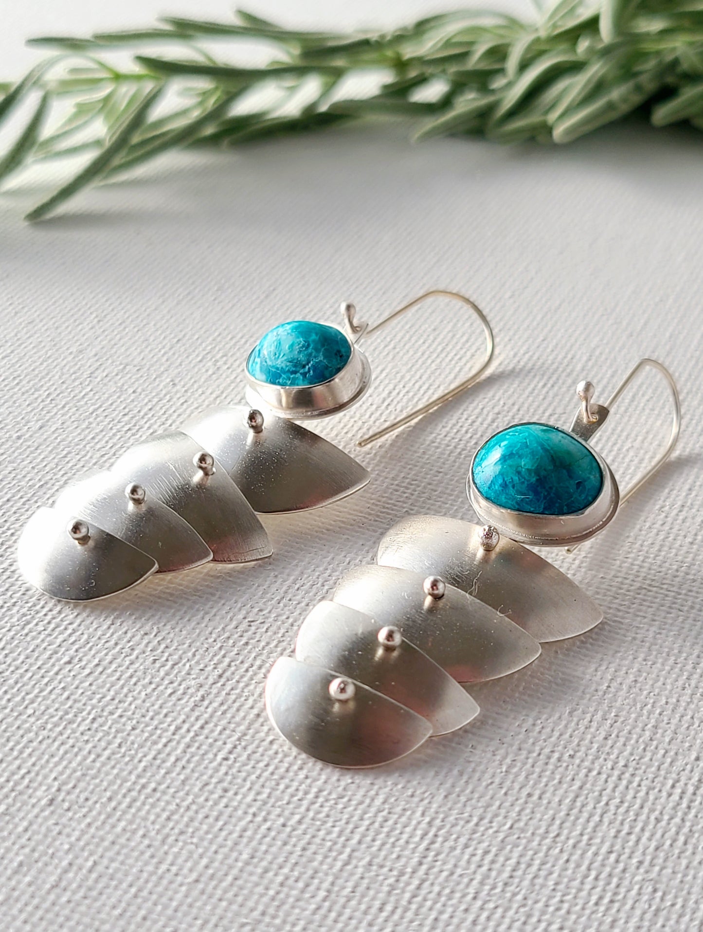 Rill Earrings with Chrysocolla