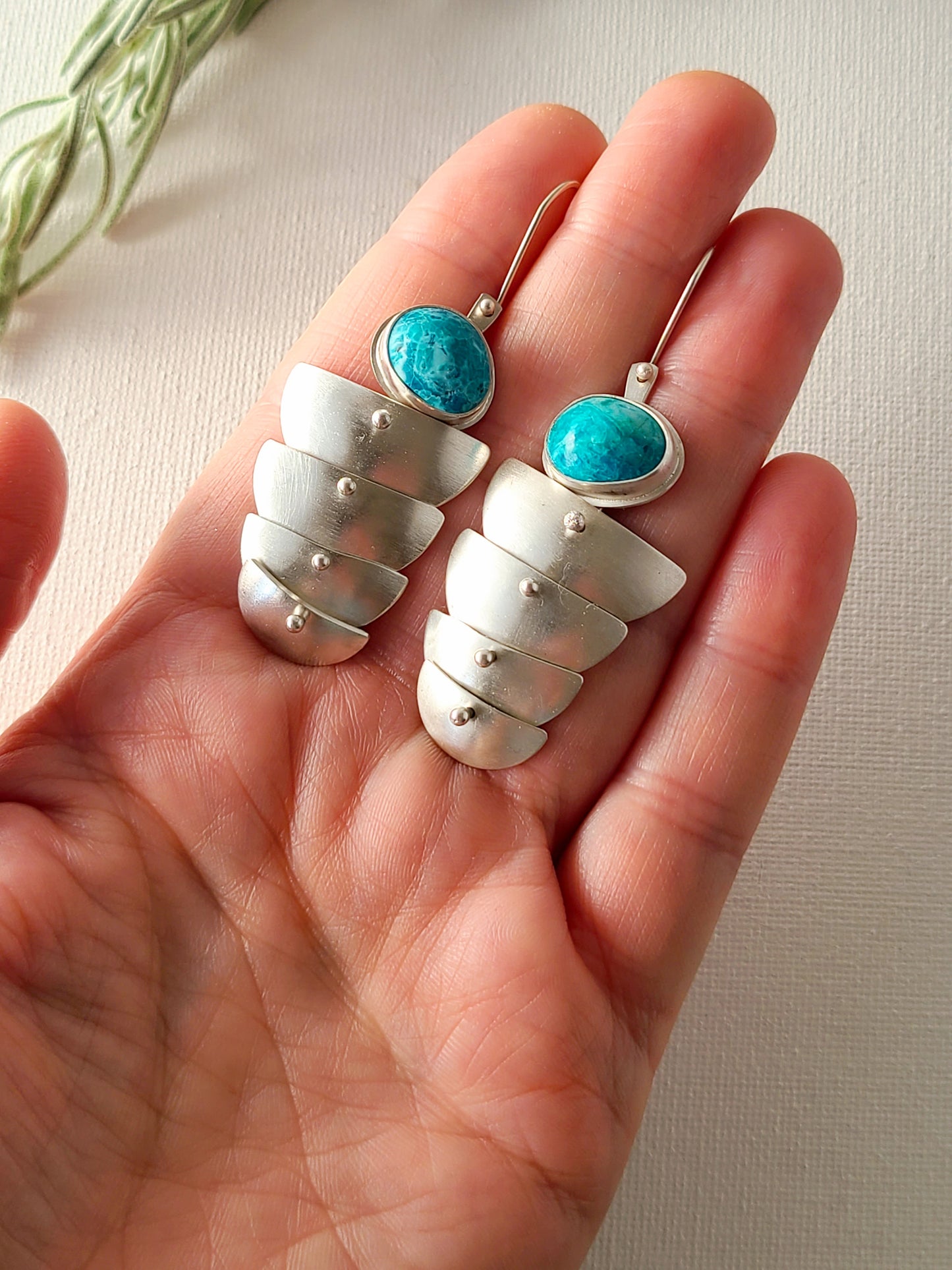 Rill Earrings with Chrysocolla