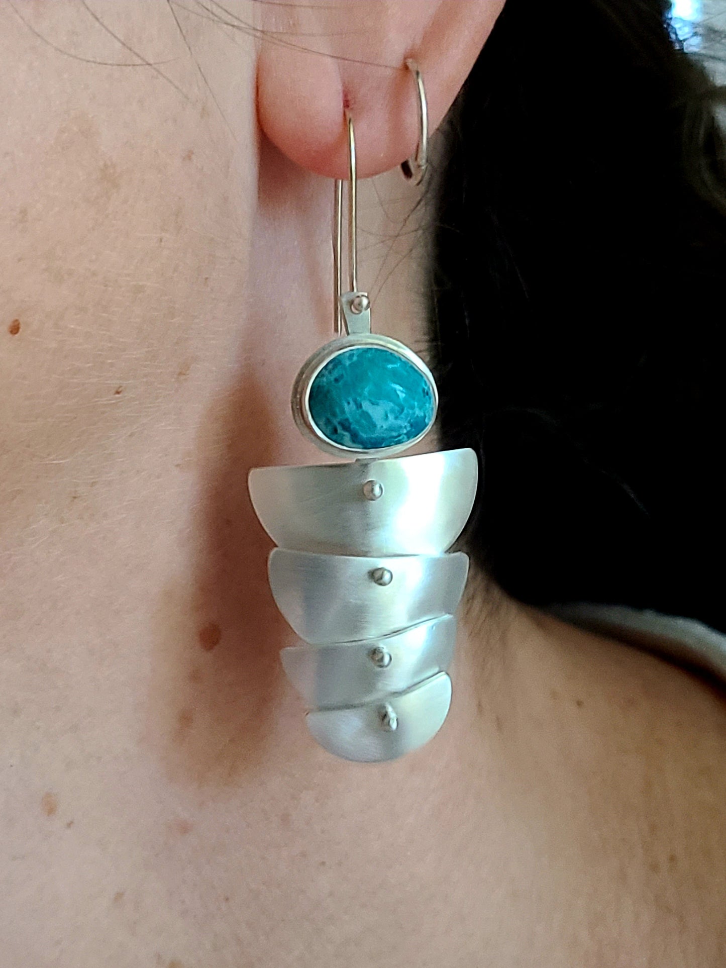 Rill Earrings with Chrysocolla