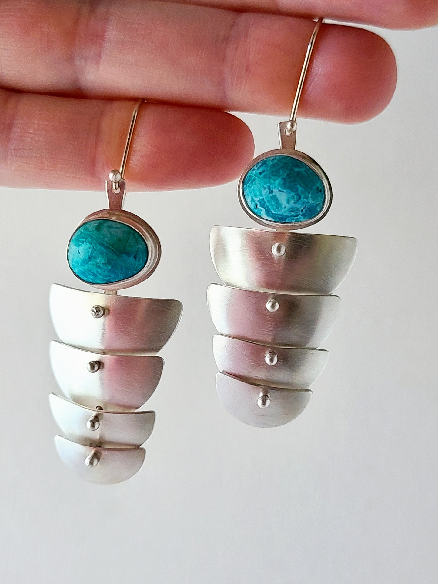 Rill Earrings with Chrysocolla