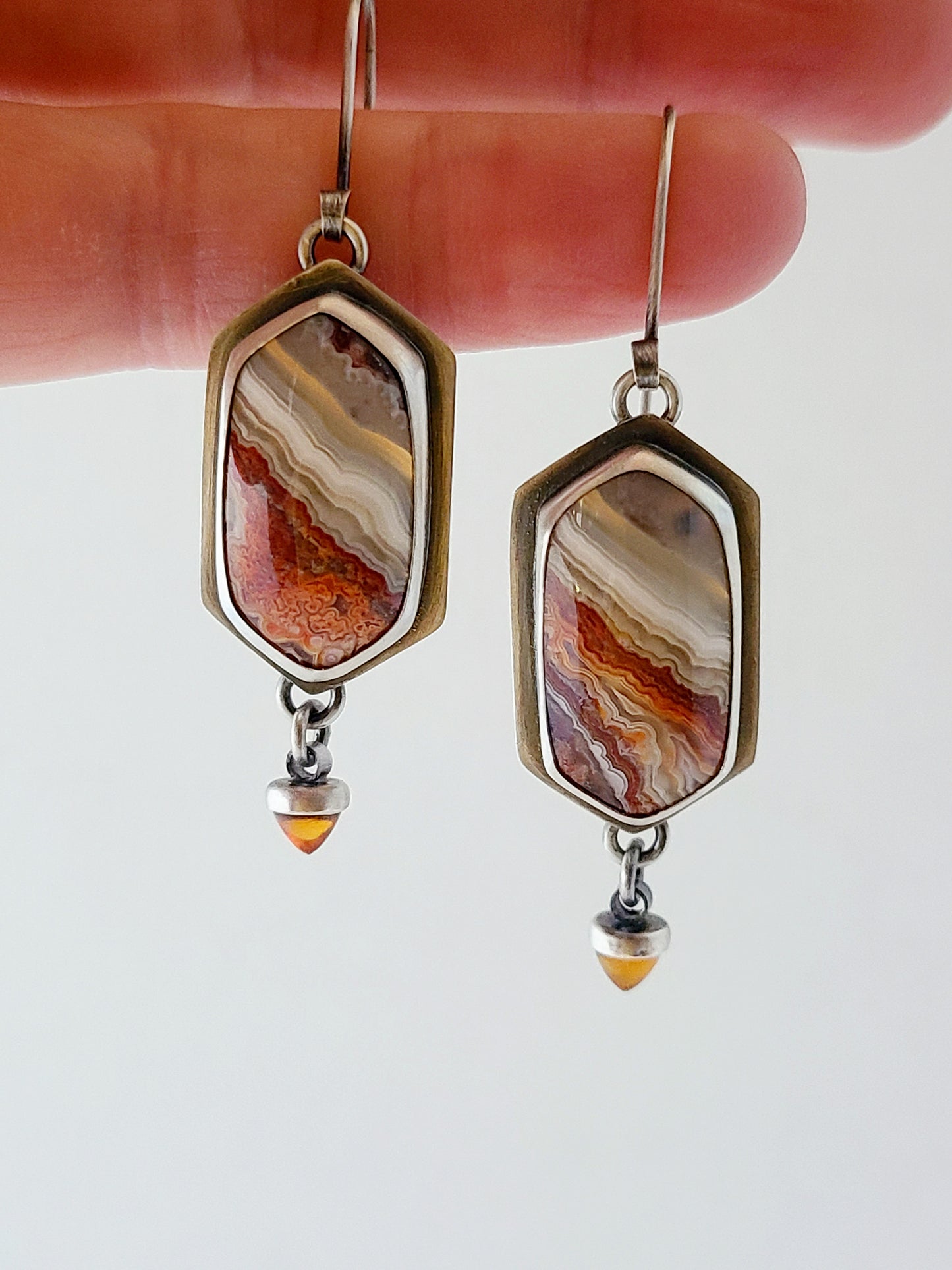 Rincon Lace Agate and citrine earrings
