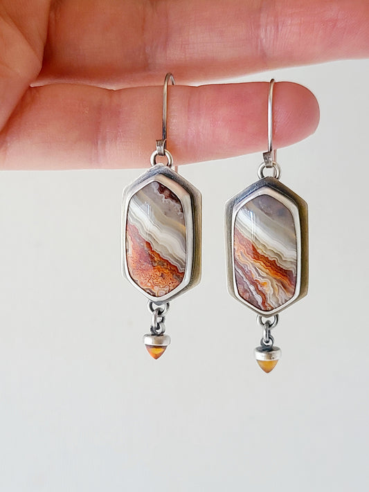 Rincon Lace Agate and citrine earrings