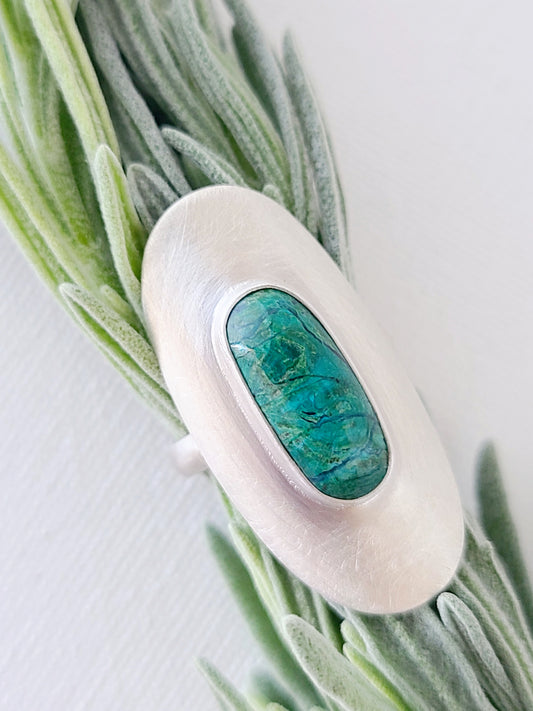 Chrysocolla Malachite Flow ring-size 7.75 US