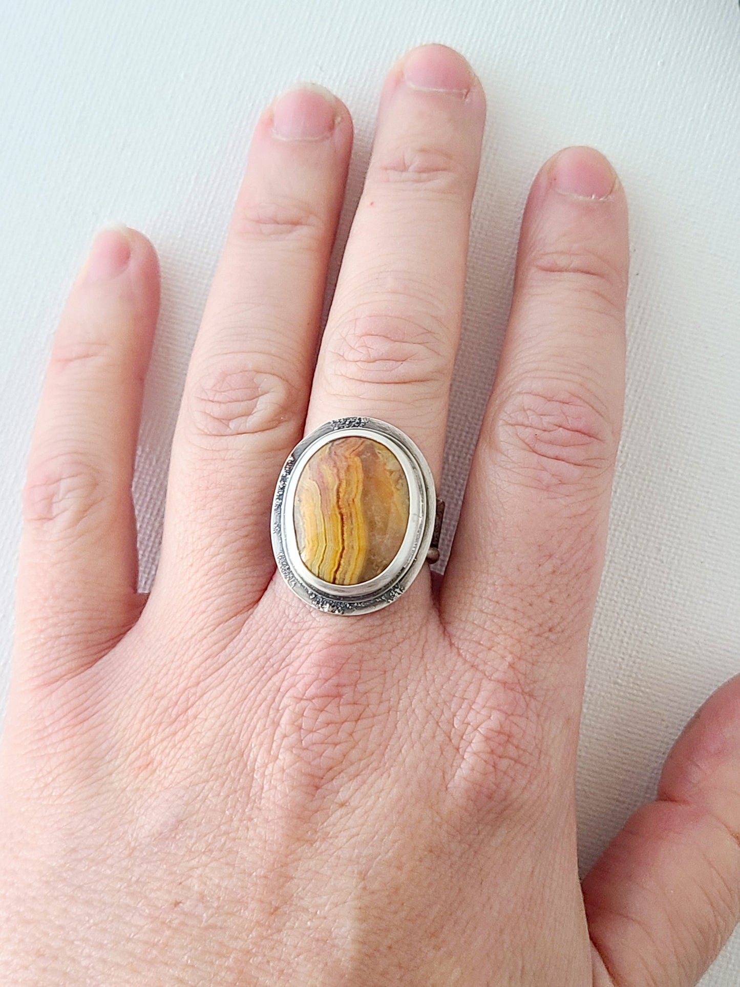 Australian Crazy Lace agate ring-size 8.75 US