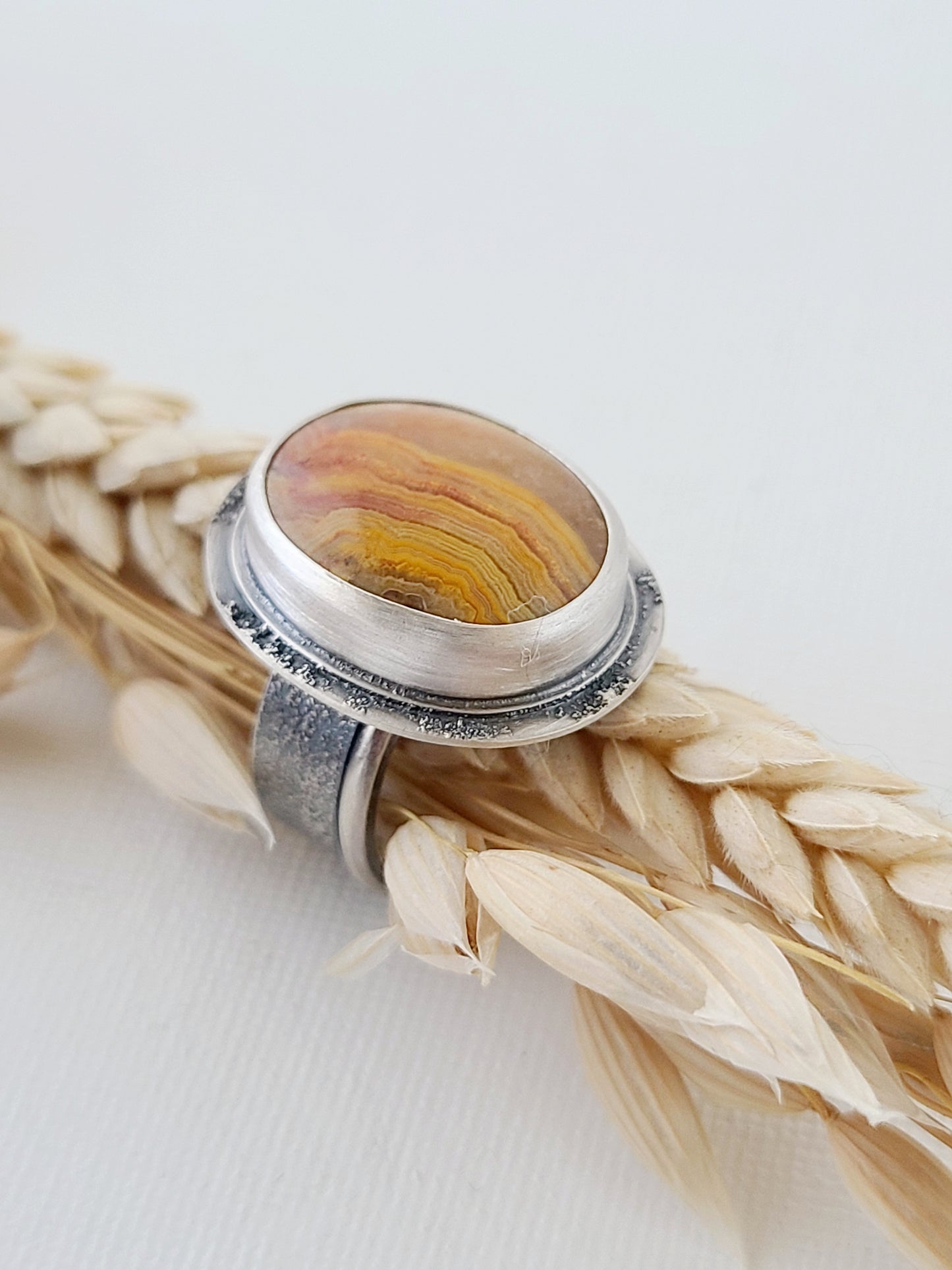 Australian Crazy Lace agate ring-size 8.75 US