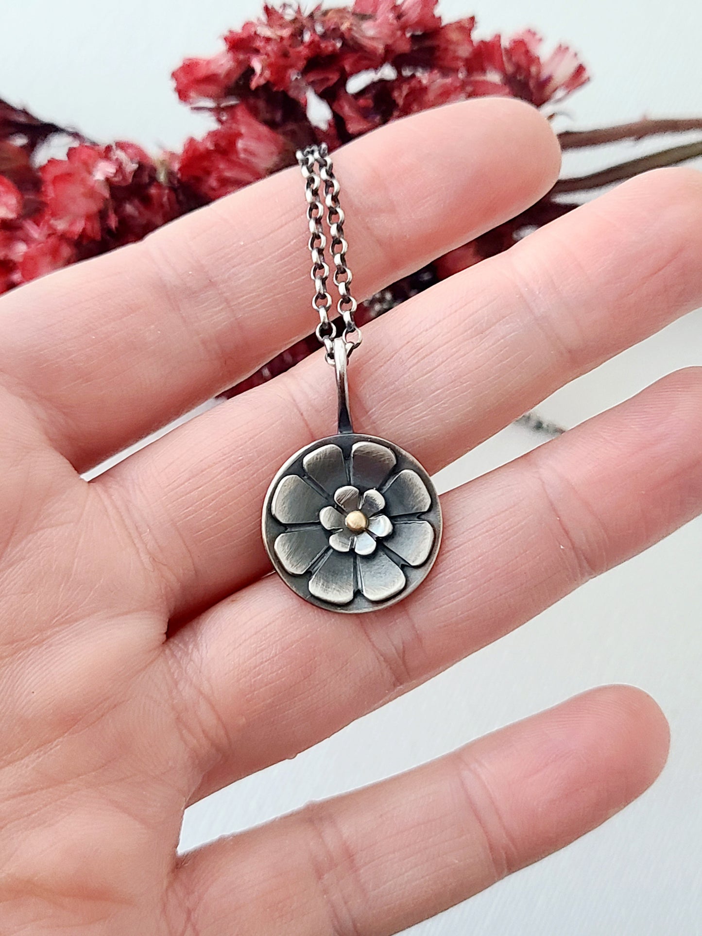 Flower Necklace- SS/14k