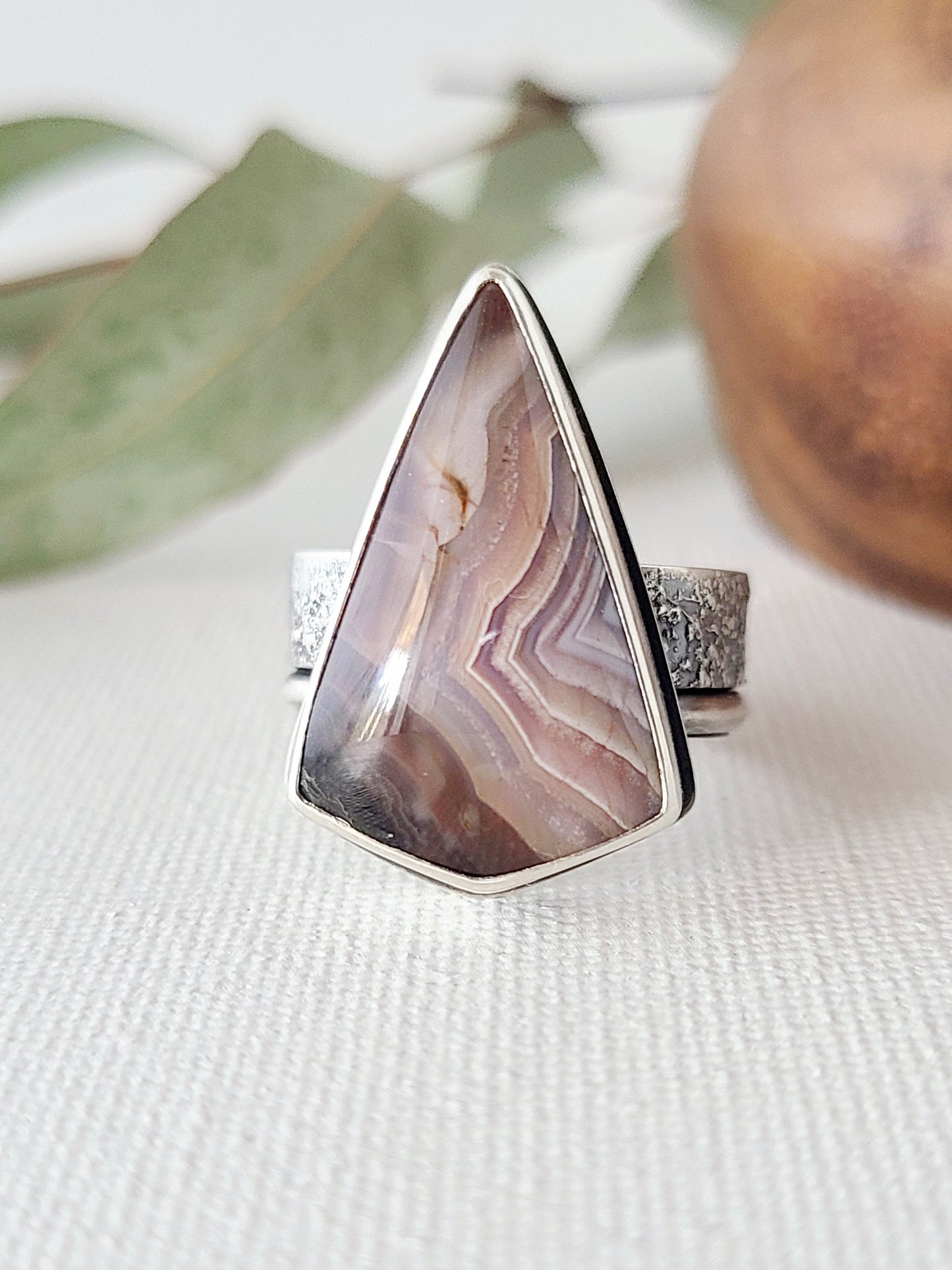Desert Trail Ring with Laguna Lace Agate-size 9.5 US
