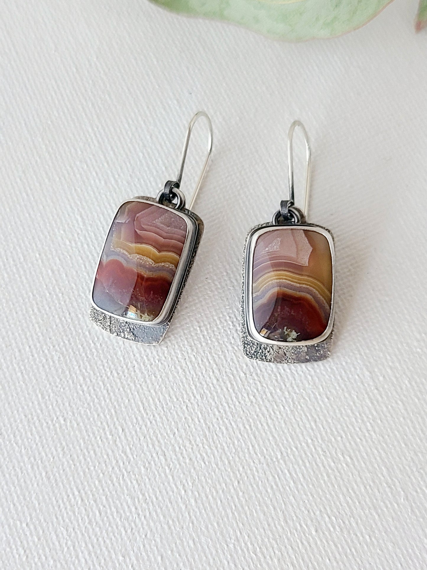 Ocaso earrings-Rectangle Laguna Lace Agates