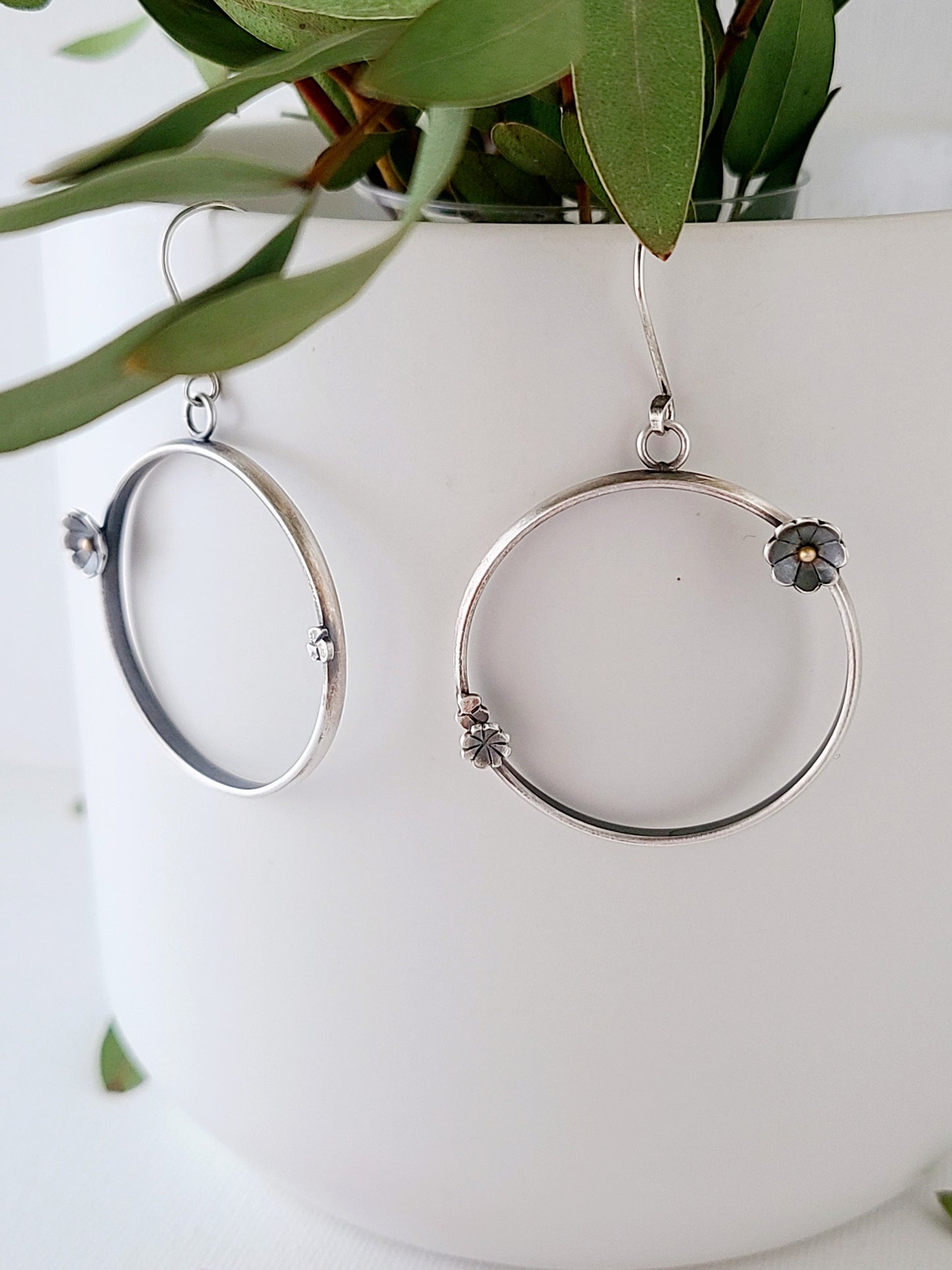 Wild Garden Hoop earrings-SS/14k