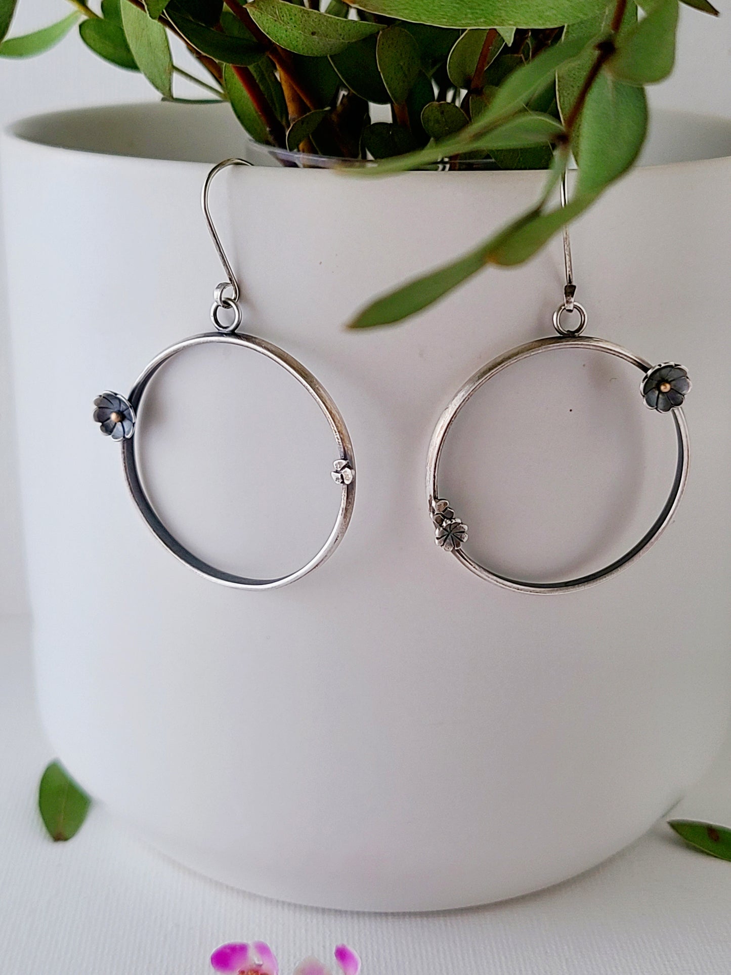 Wild Garden Hoop earrings-SS/14k