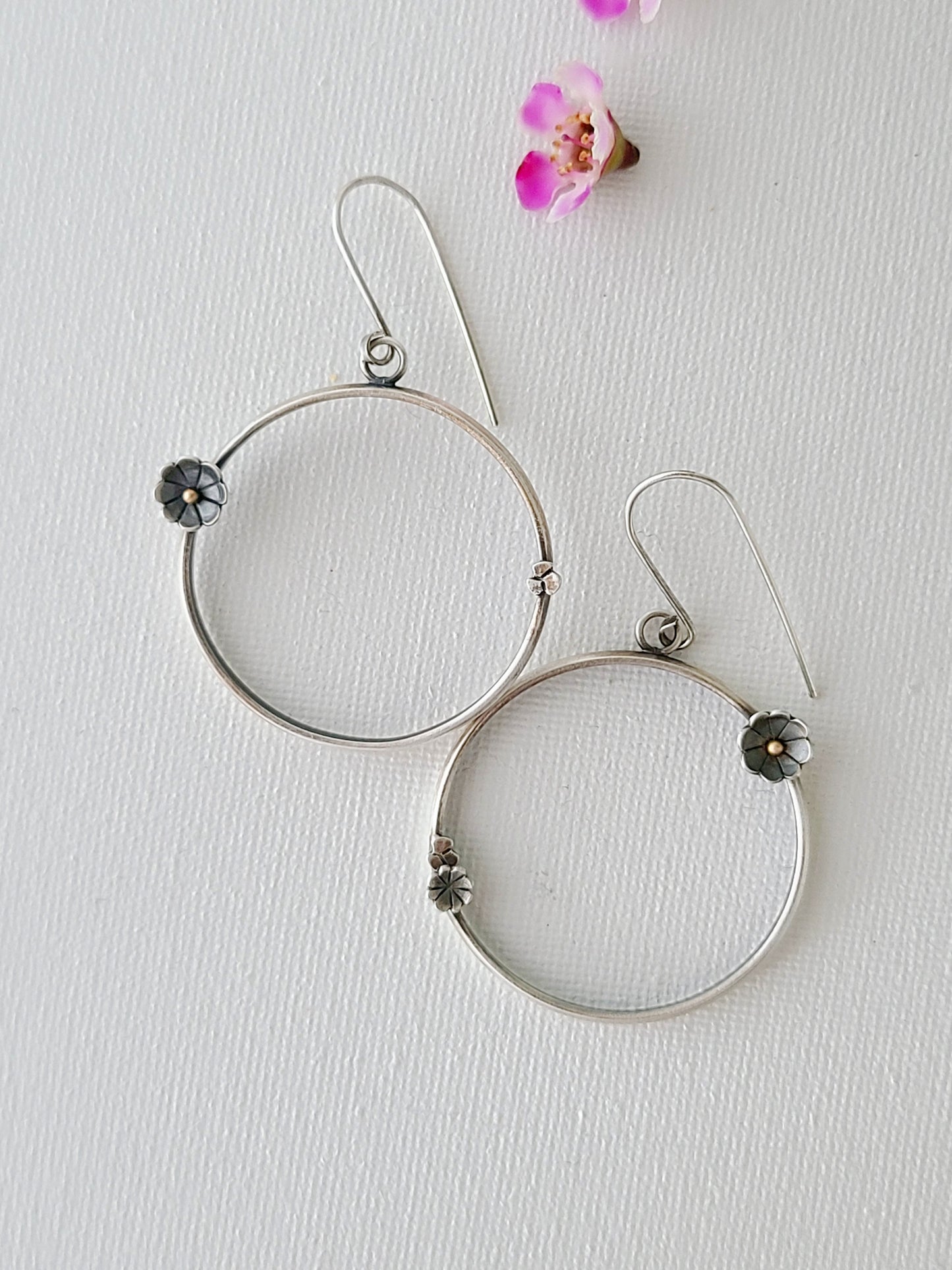 Wild Garden Hoop earrings-SS/14k