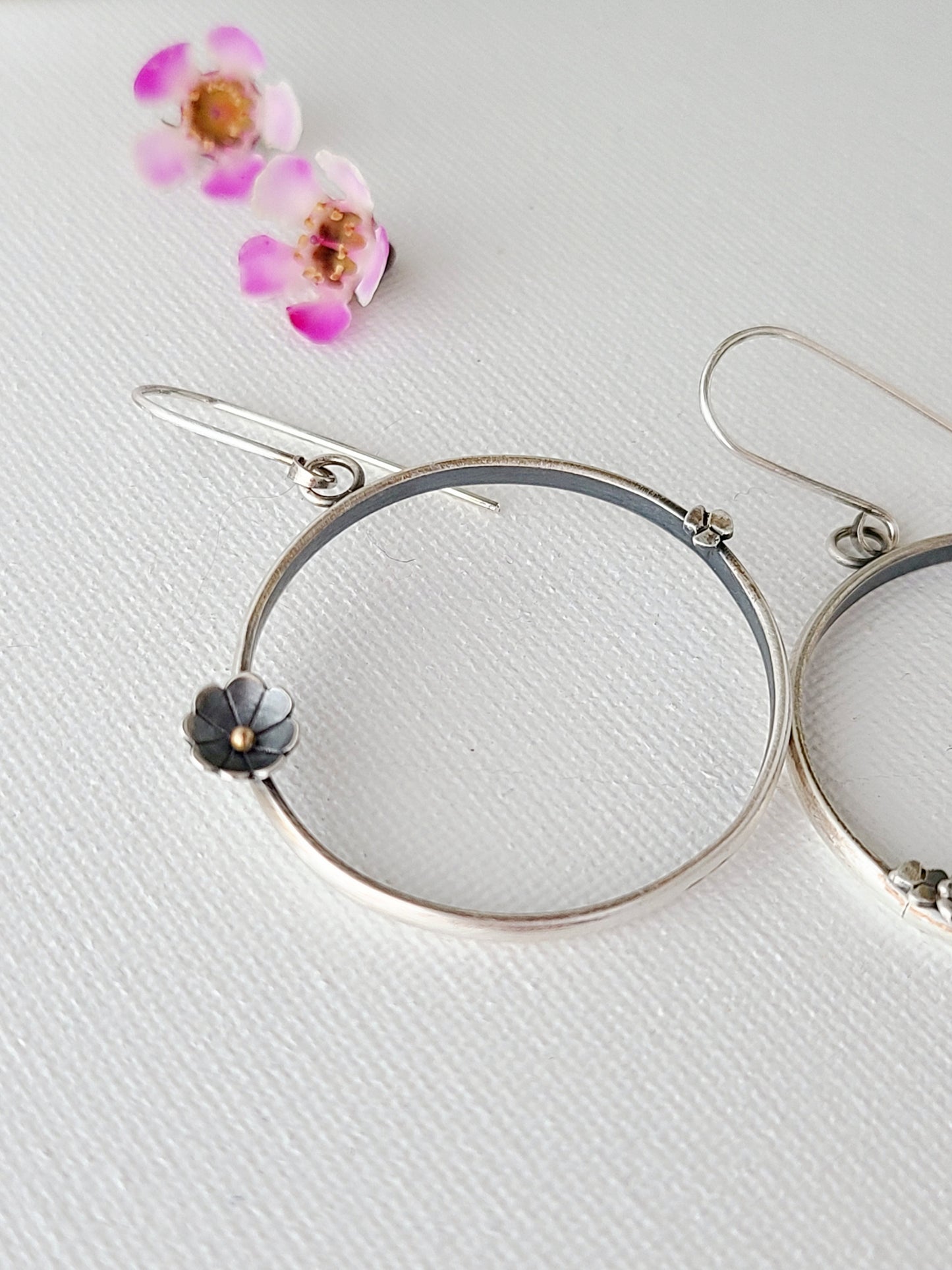 Wild Garden Hoop earrings-SS/14k