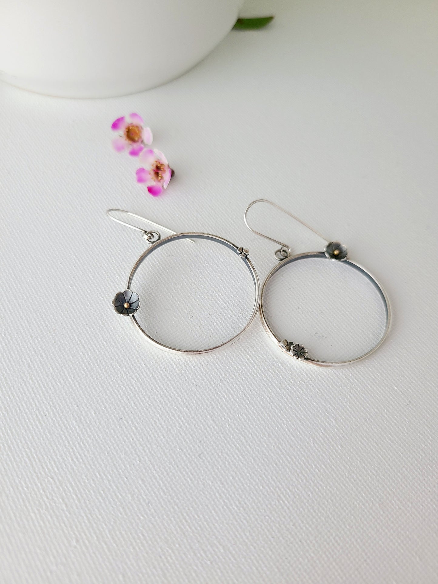 Wild Garden Hoop earrings-SS/14k