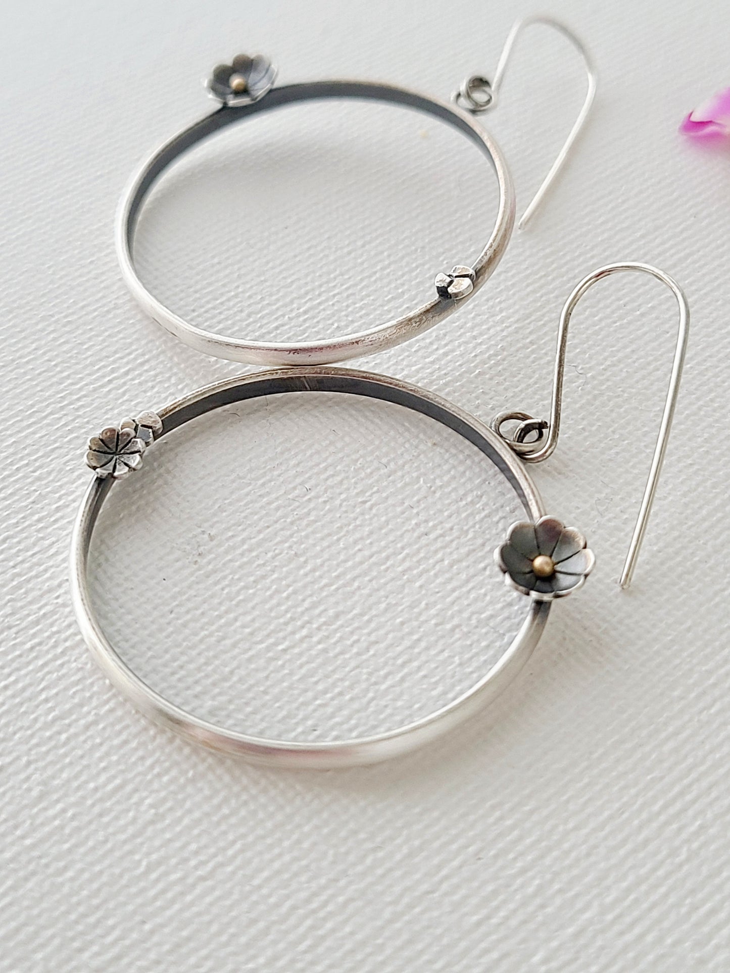 Wild Garden Hoop earrings-SS/14k