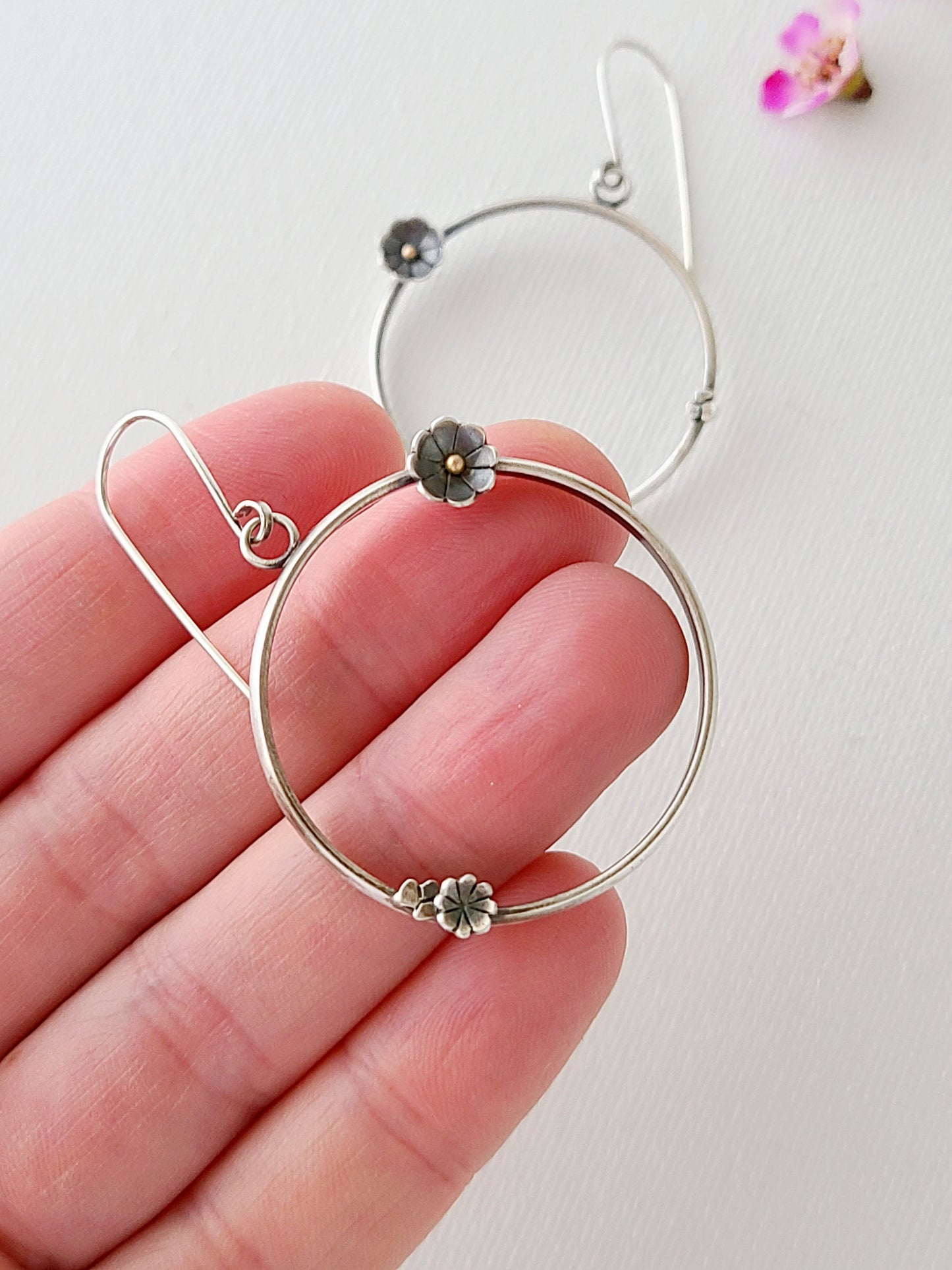 Wild Garden Hoop earrings-SS/14k