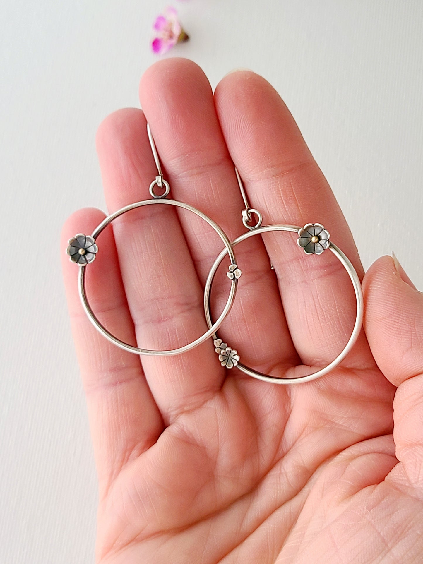 Wild Garden Hoop earrings-SS/14k