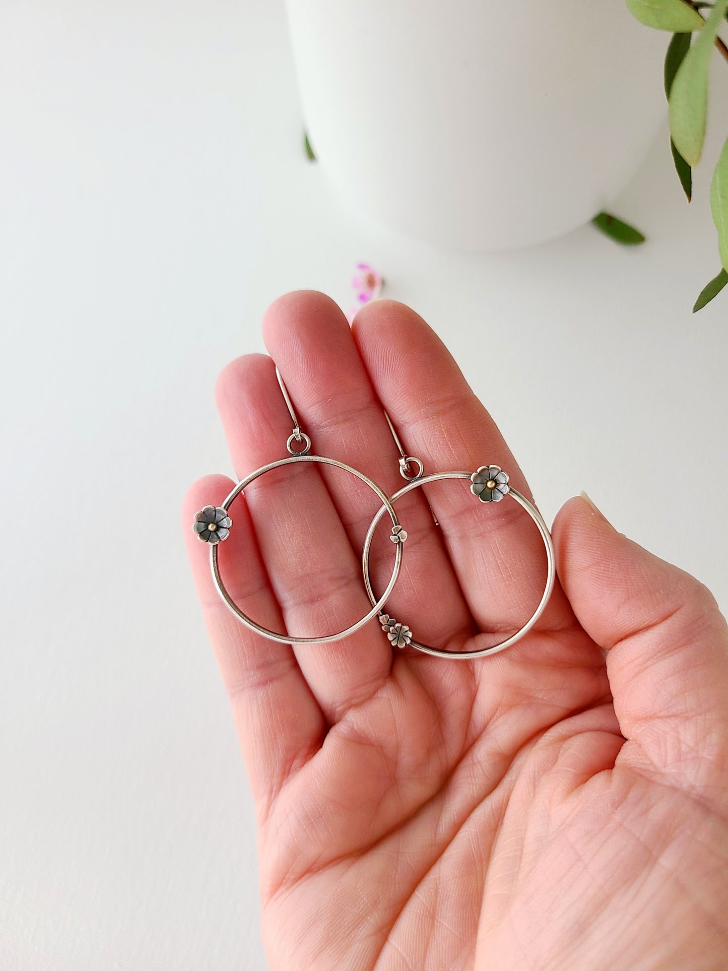 Wild Garden Hoop earrings-SS/14k