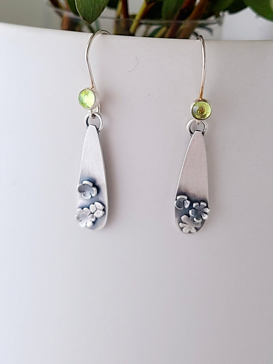 Blossom earrings-Peridot teardrop Dangle