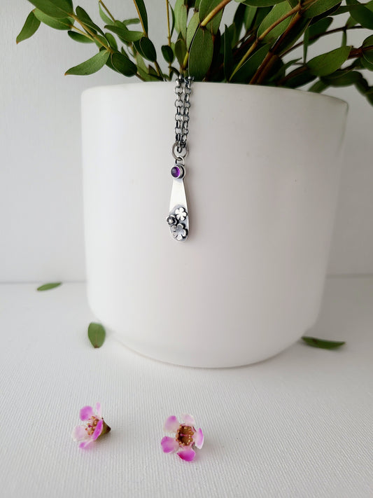 Blossom Necklace-Teardrop with Amethyst