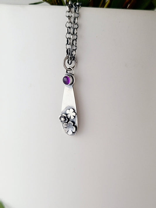 Blossom Necklace-Teardrop with Amethyst