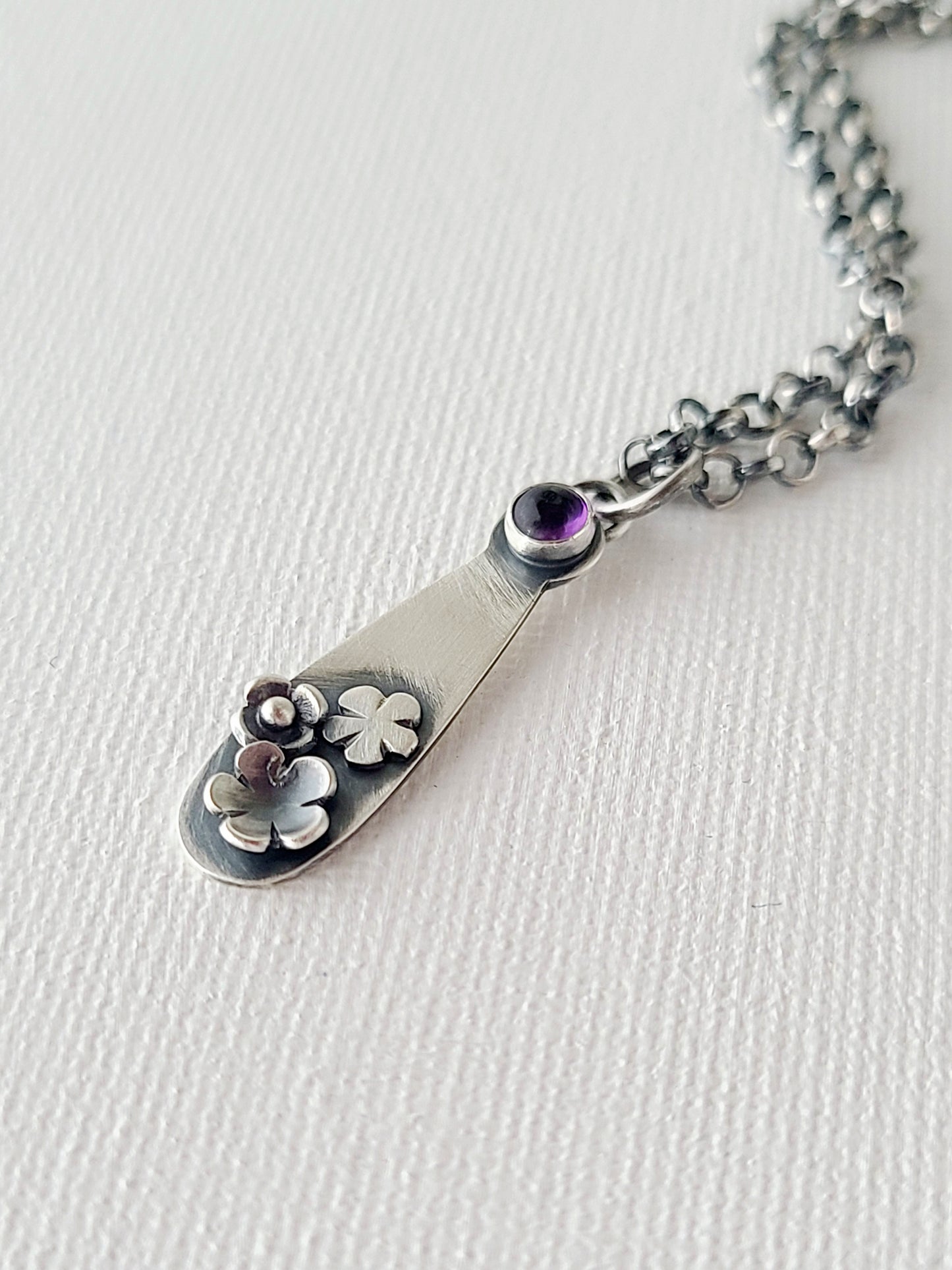 Blossom Necklace-Teardrop with Amethyst