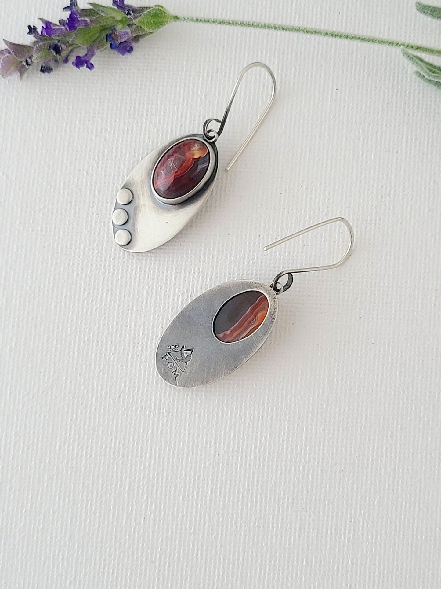 Skipping Stones Earrings-Black and Red Laguna Lace Agate