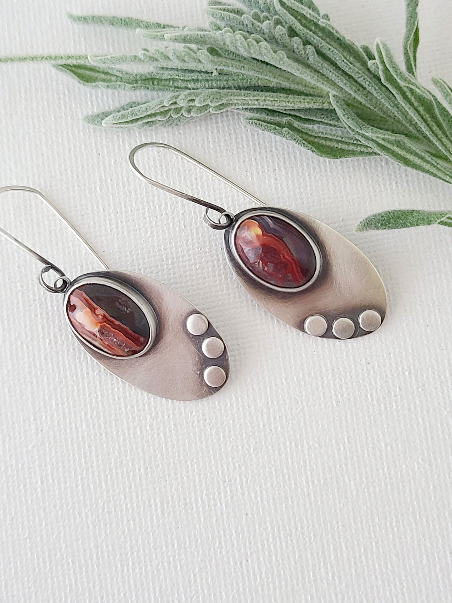 Skipping Stones Earrings-Black and Red Laguna Lace Agate