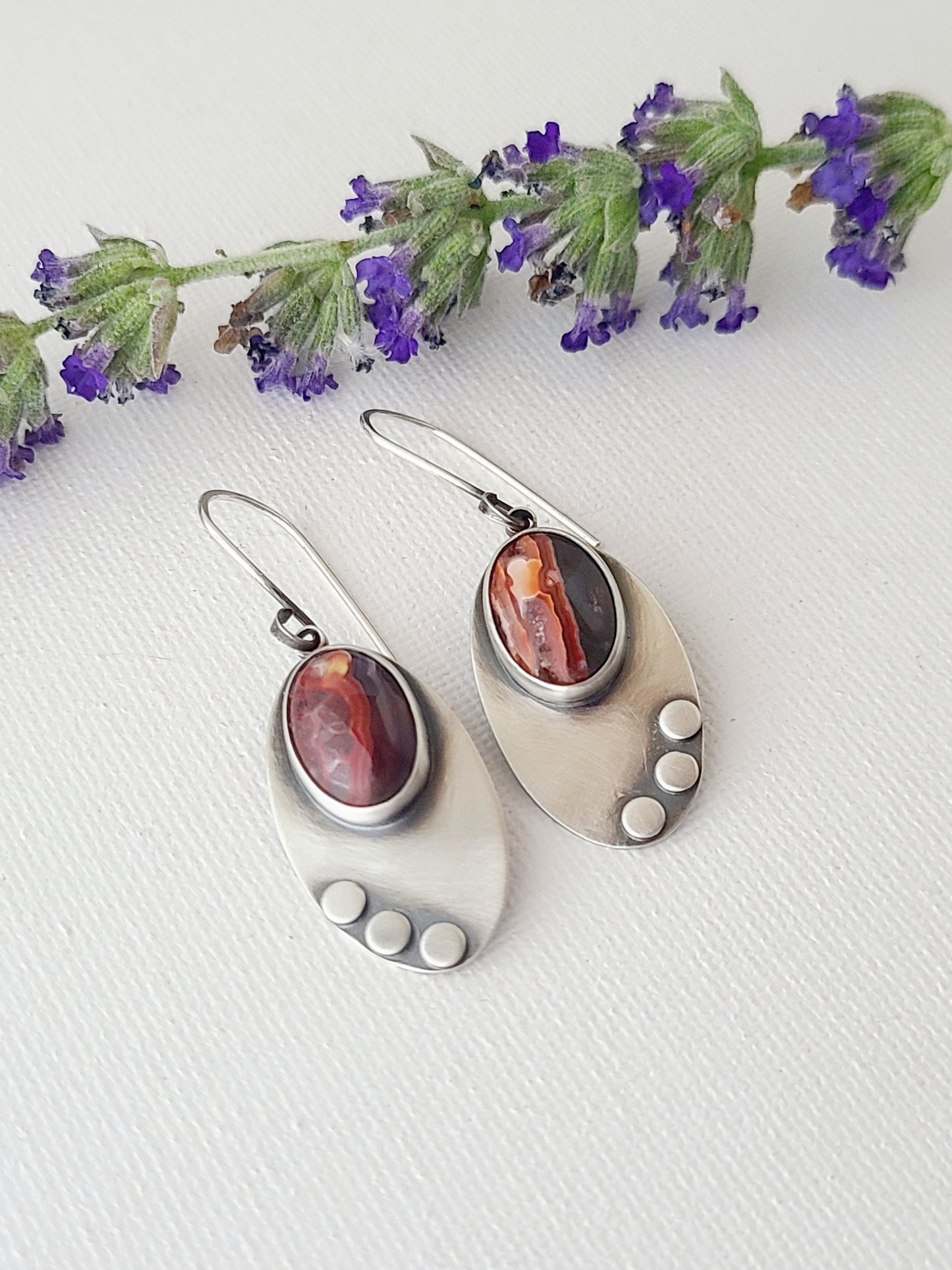 Skipping Stones Earrings-Black and Red Laguna Lace Agate