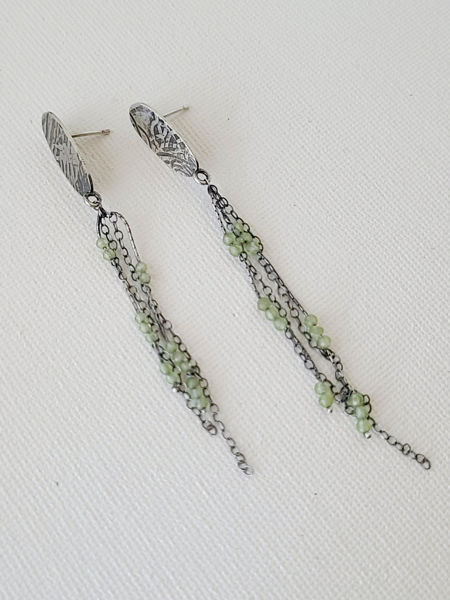 Epiphyte Studs with Peridot: Textured Ovals