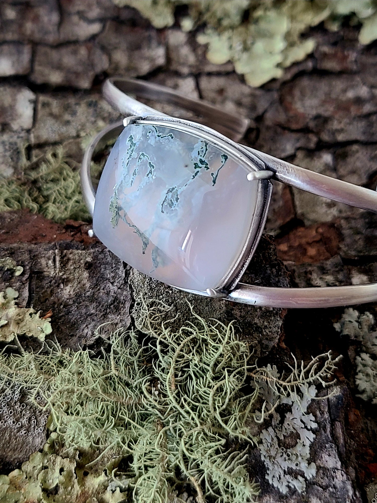 Moss agate cuff