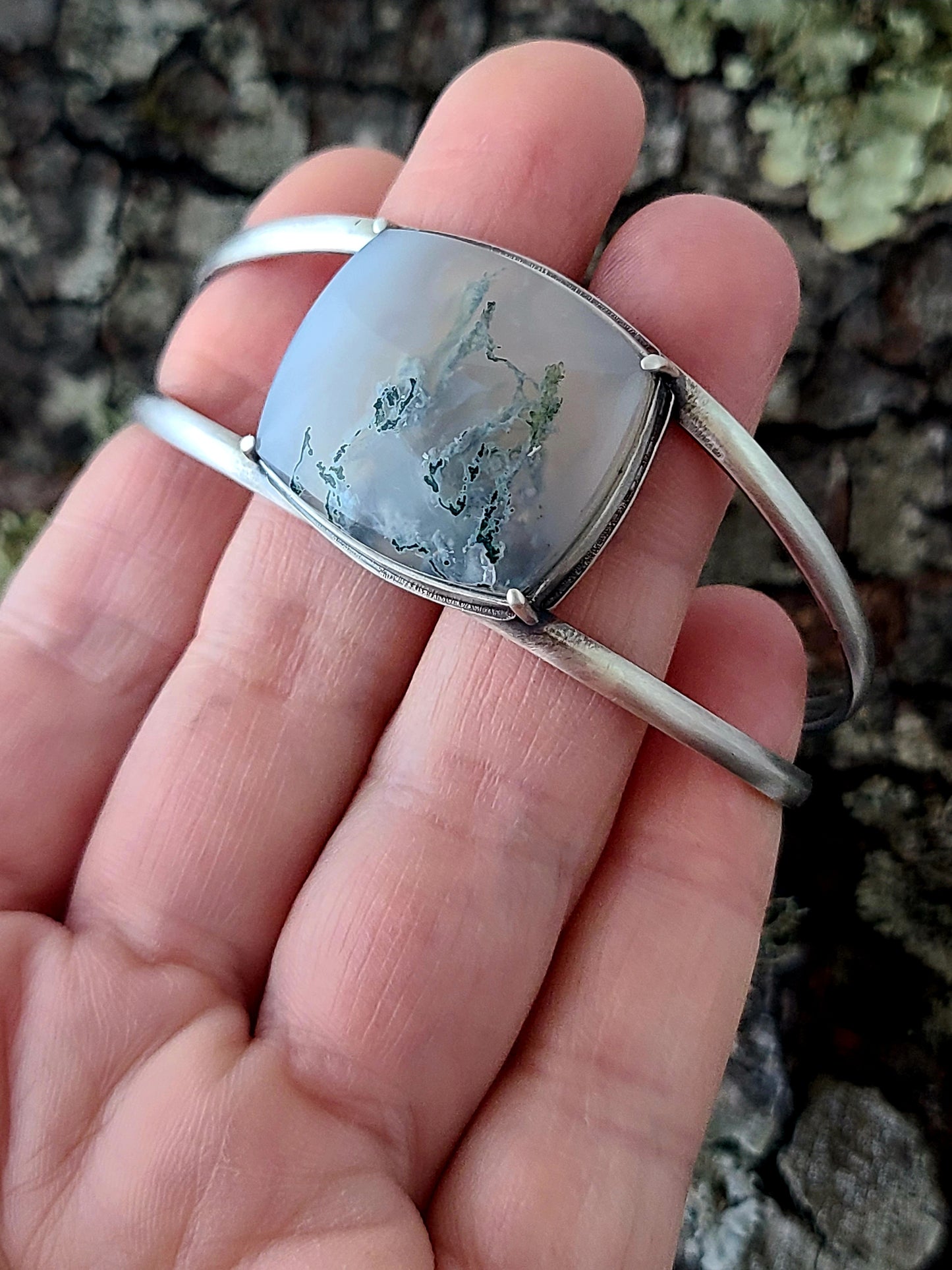 Moss agate cuff