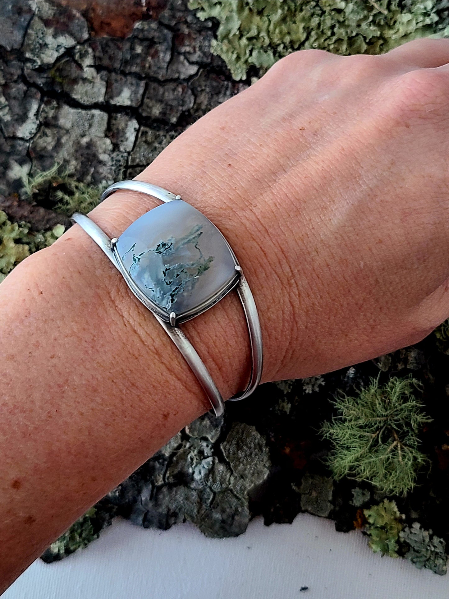 Moss agate cuff