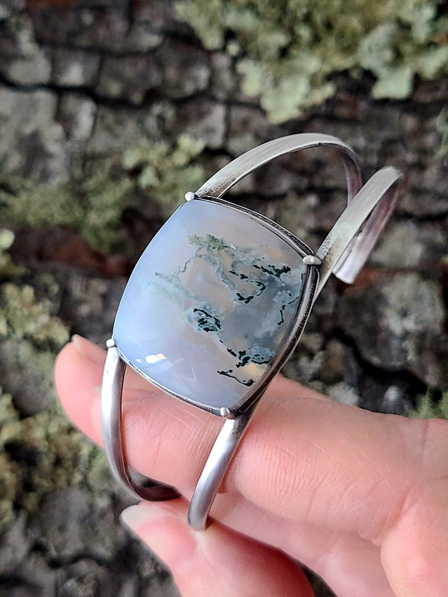 Moss agate cuff