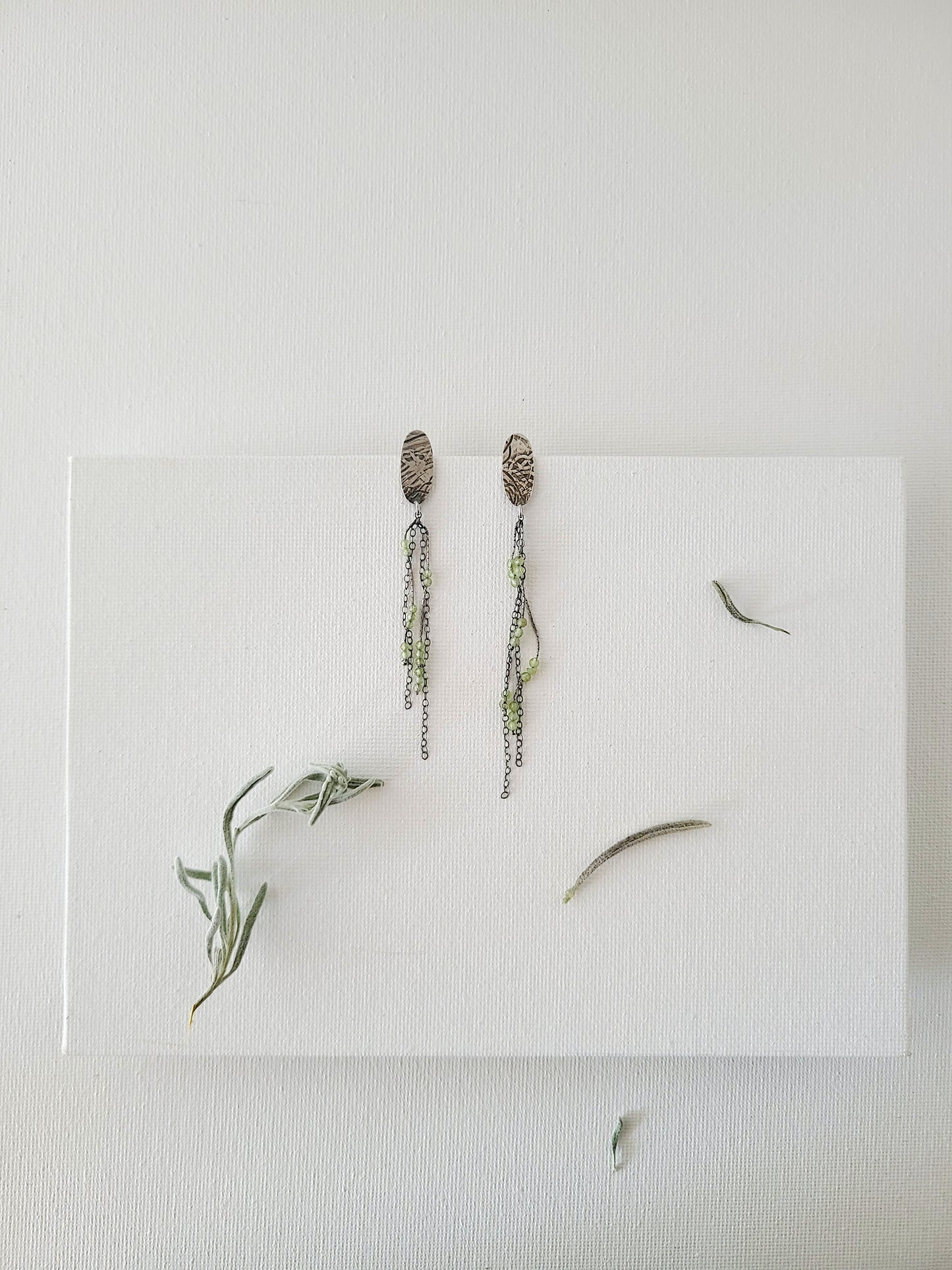 Epiphyte Studs with Peridot: Textured Ovals