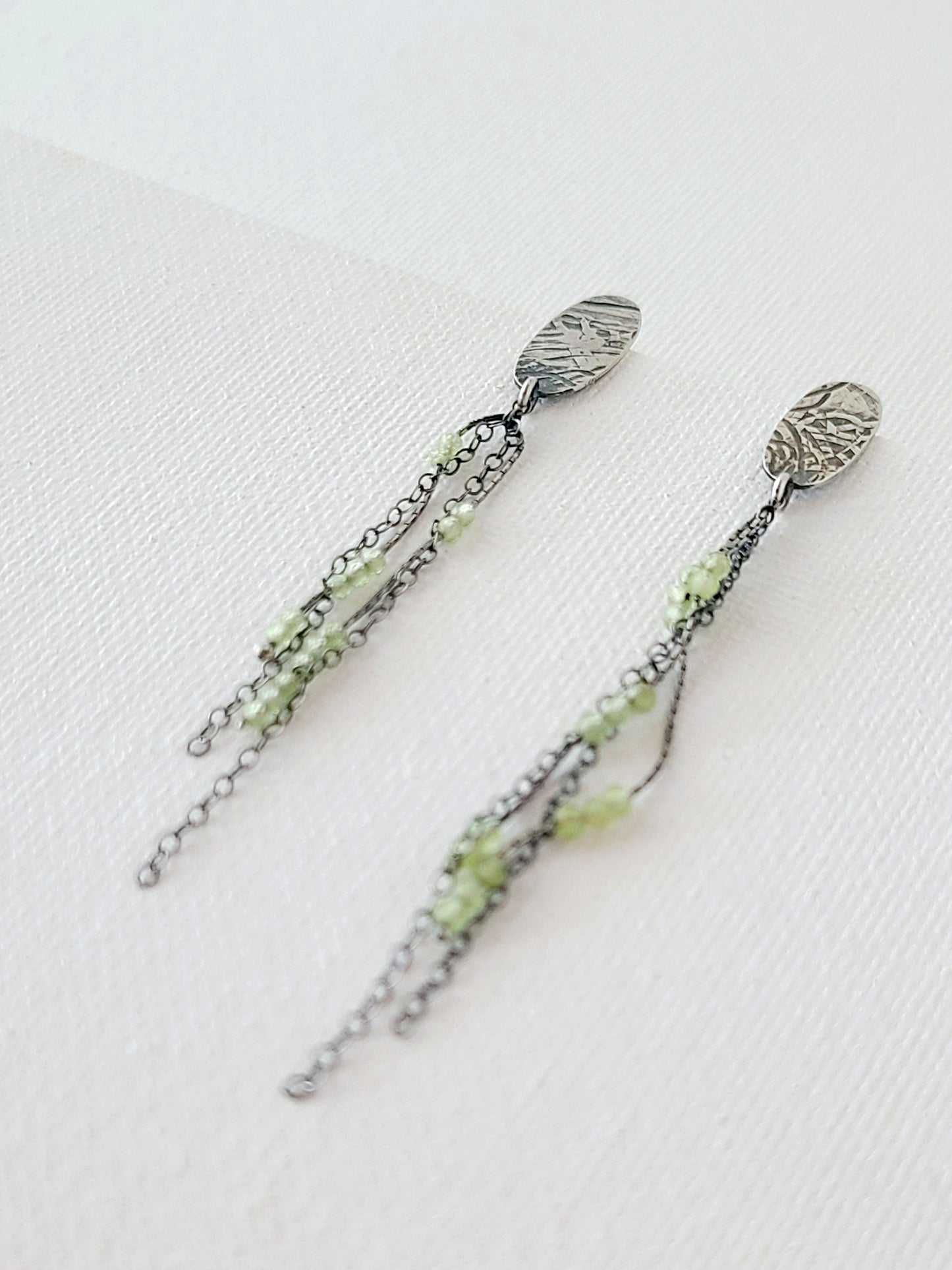 Epiphyte Studs with Peridot: Textured Ovals