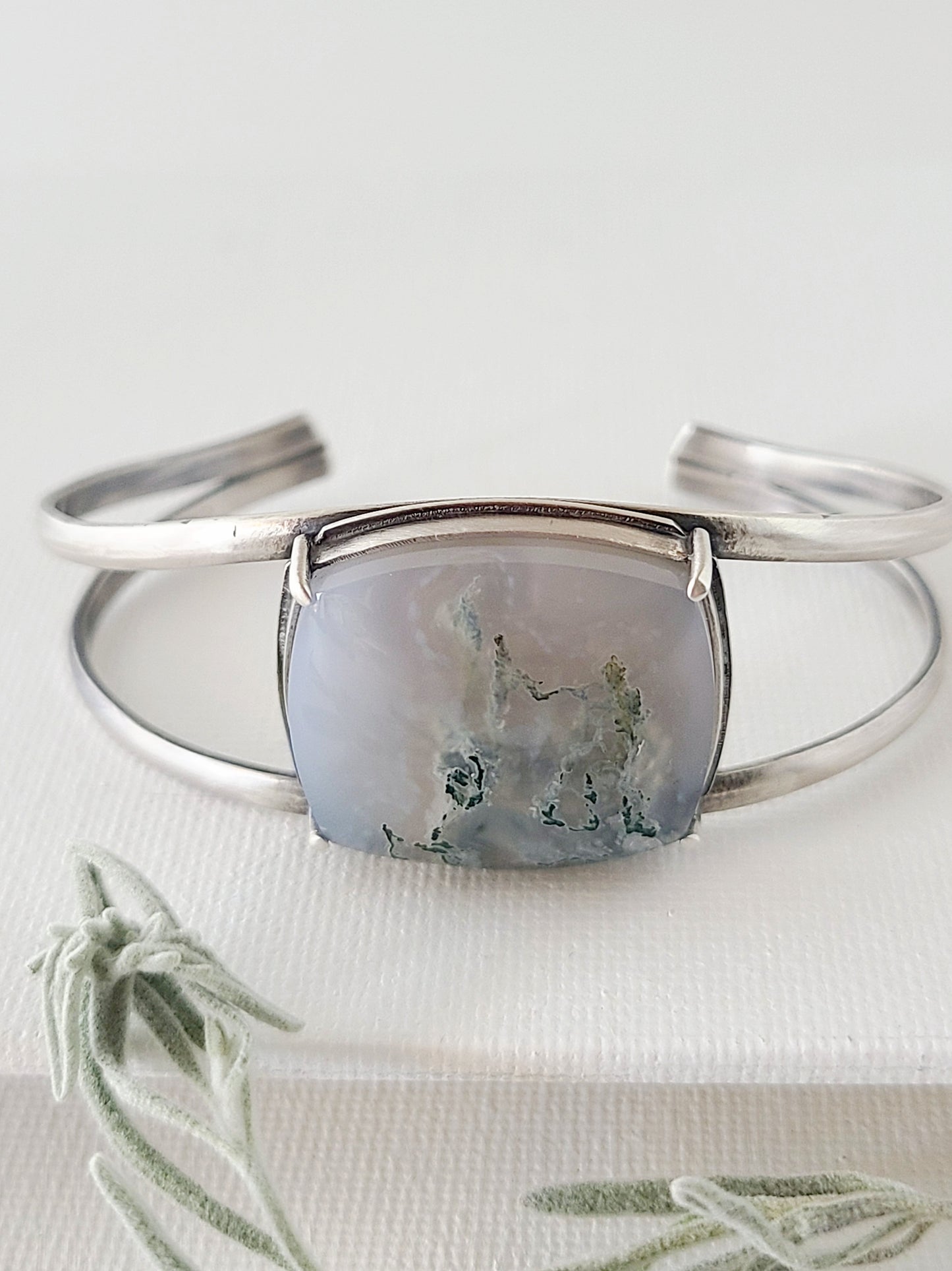 Moss agate cuff