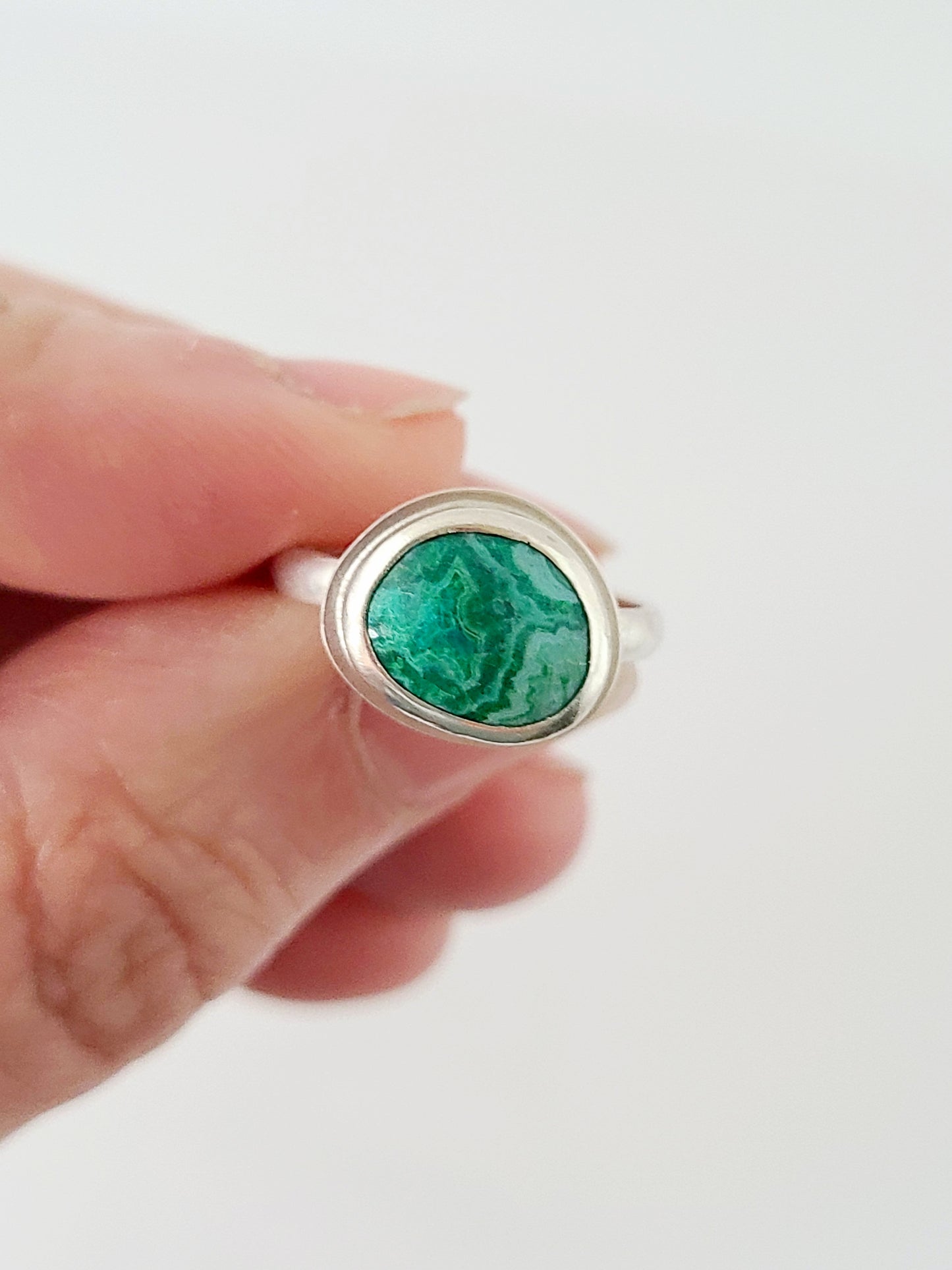 Linne Ring #3 with Chrysocolla-size 6 US