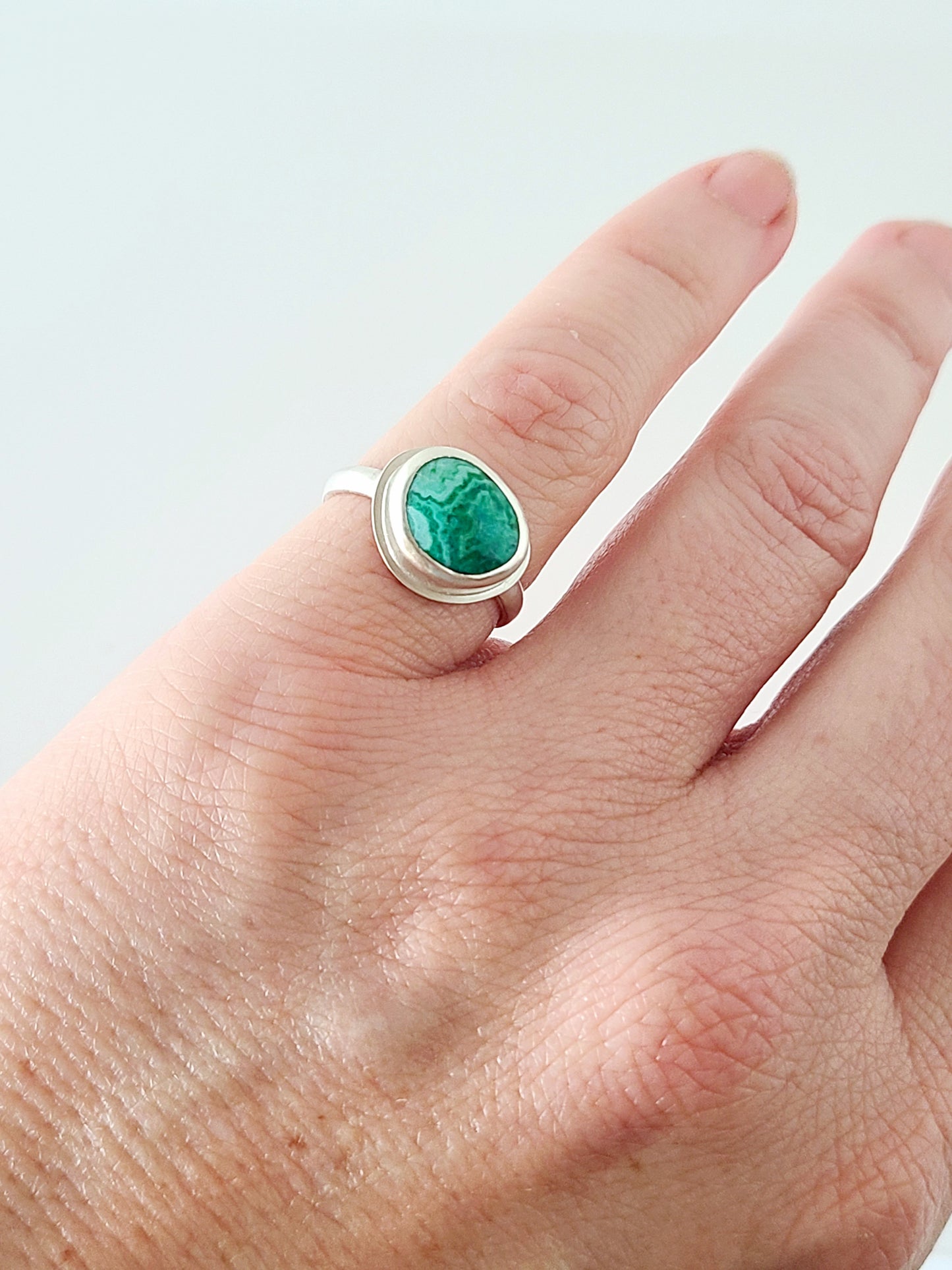 Linne Ring #3 with Chrysocolla-size 6 US