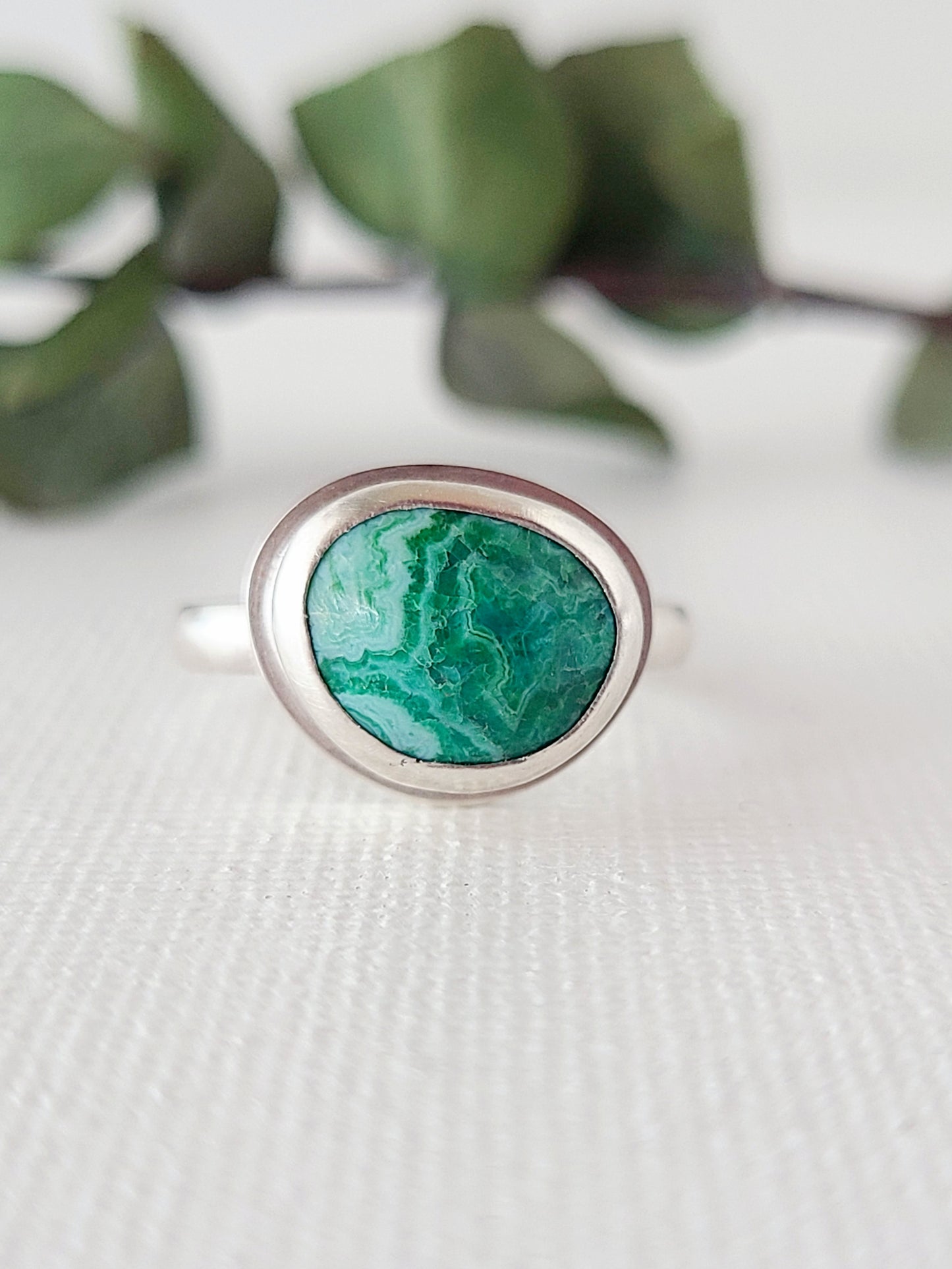 Linne Ring #3 with Chrysocolla-size 6 US