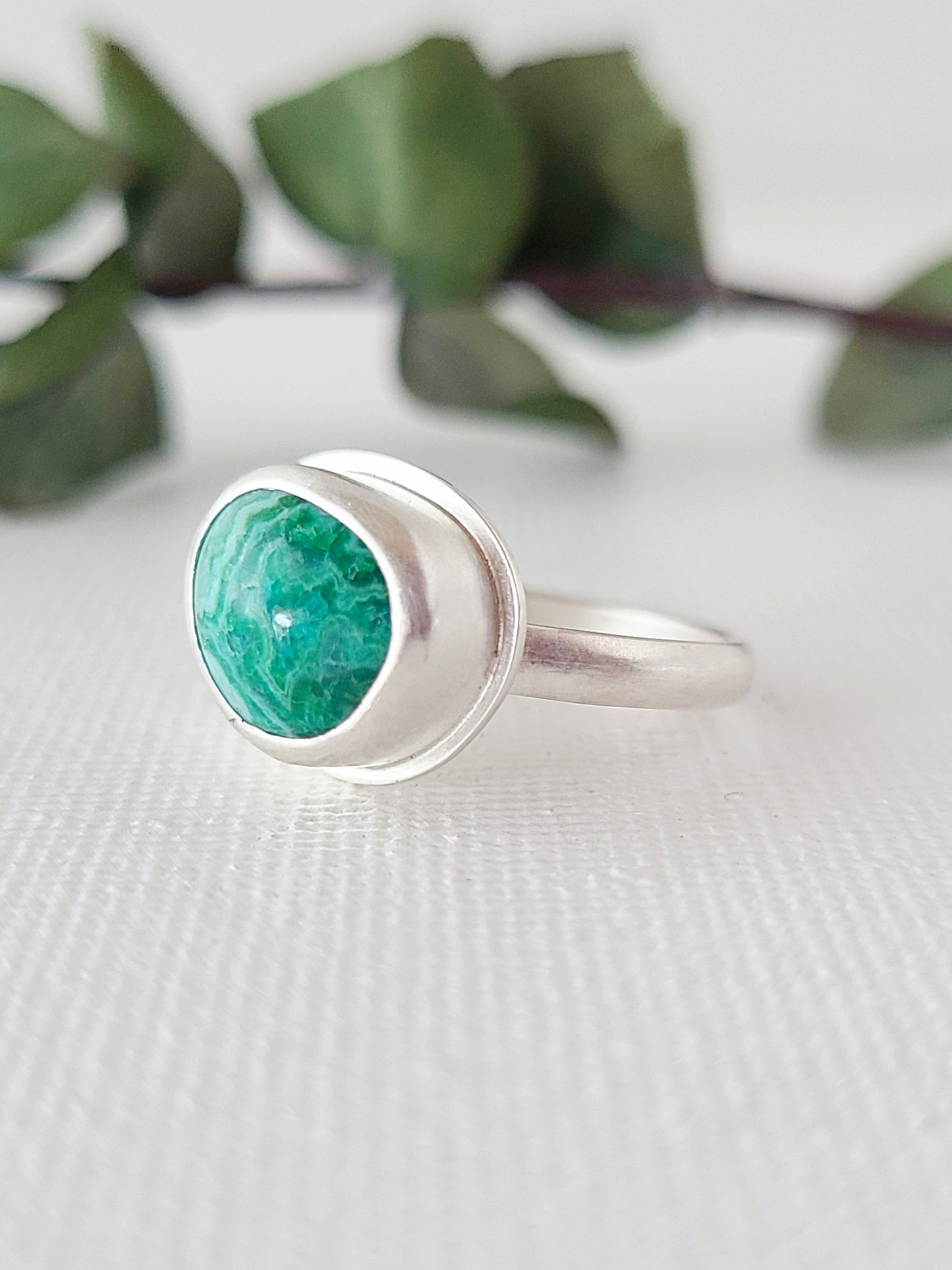 Linne Ring #3 with Chrysocolla-size 6 US