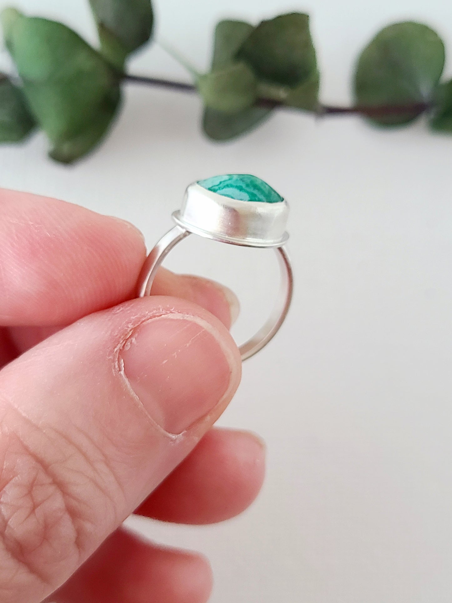 Linne Ring #3 with Chrysocolla-size 6 US