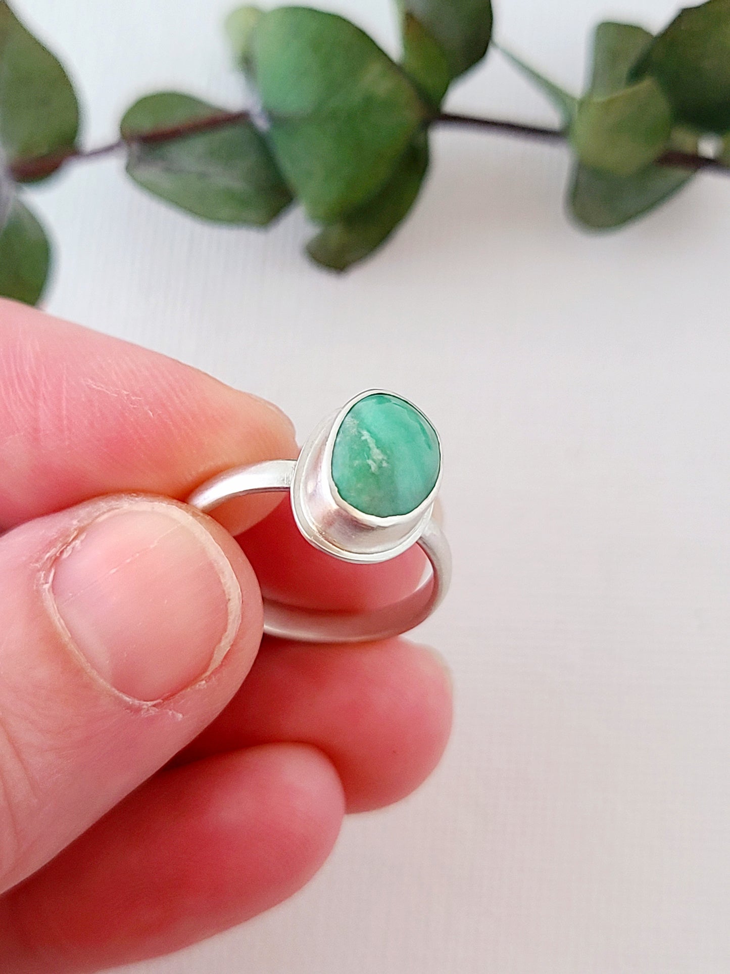 Linne Ring #4 with Variscite-size 7 US