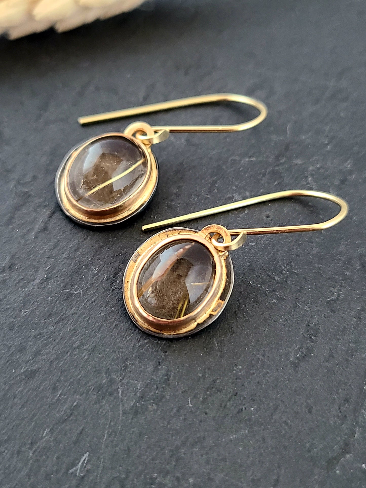 Rutilated Optic Quartz Dangle Earrings